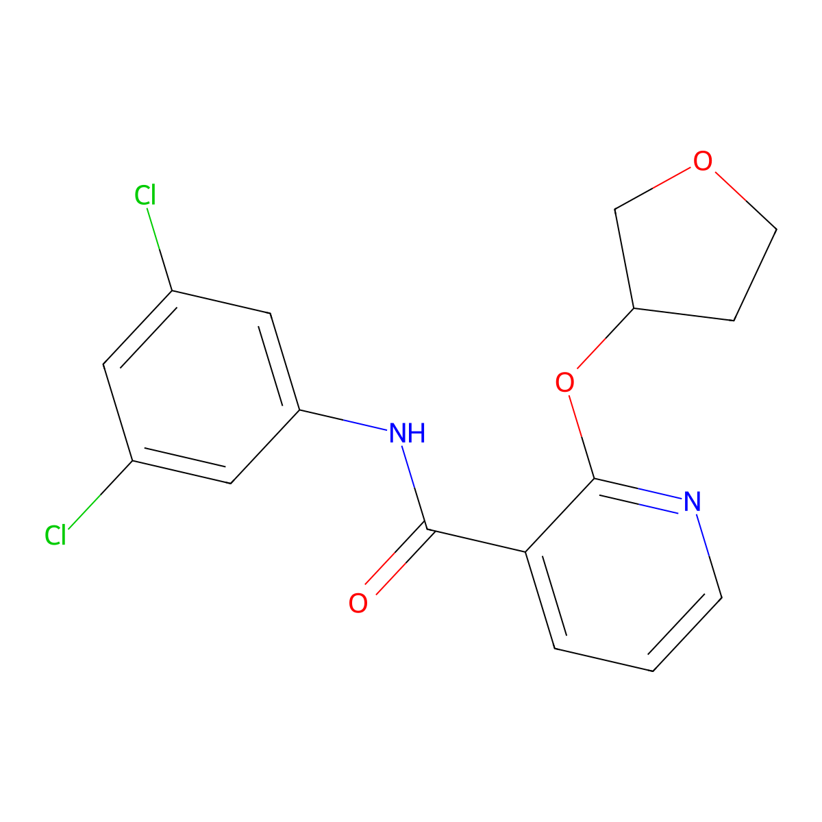 N-(3,5-dichlorophenyl)-2-((tetrahydrofuran-3-yl)oxy)nicotinamide molecular structure, CAS 2034359-54-9