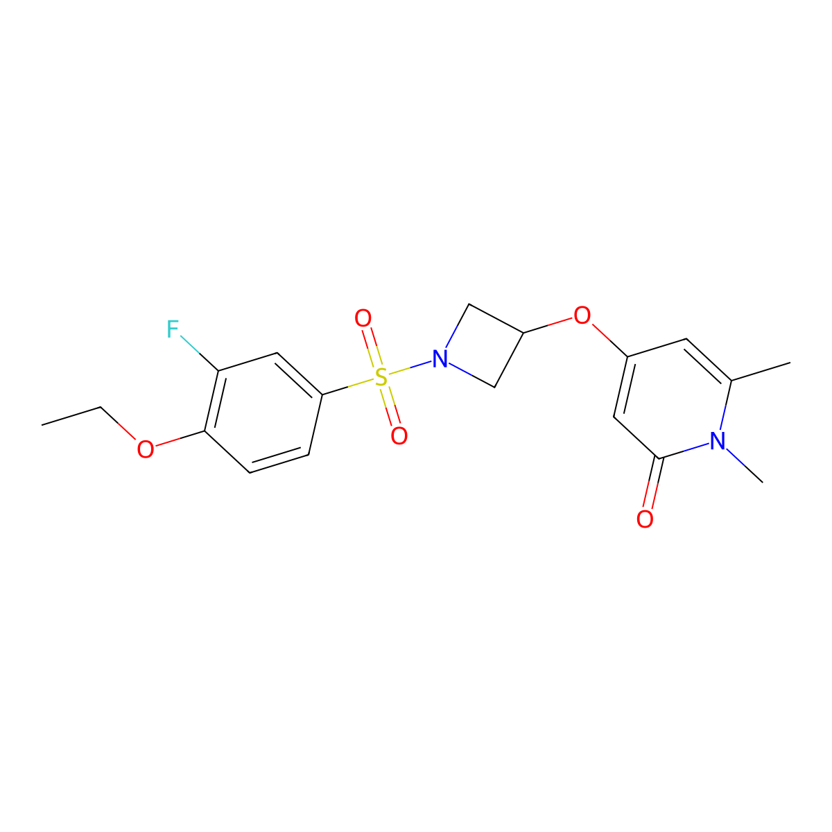 4-((1-((4-ethoxy-3-fluorophenyl)sulfonyl)azetidin-3-yl)oxy)-1,6-dimethylpyridin-2(1H)-one molecular structure, CAS 2034359-57-2
