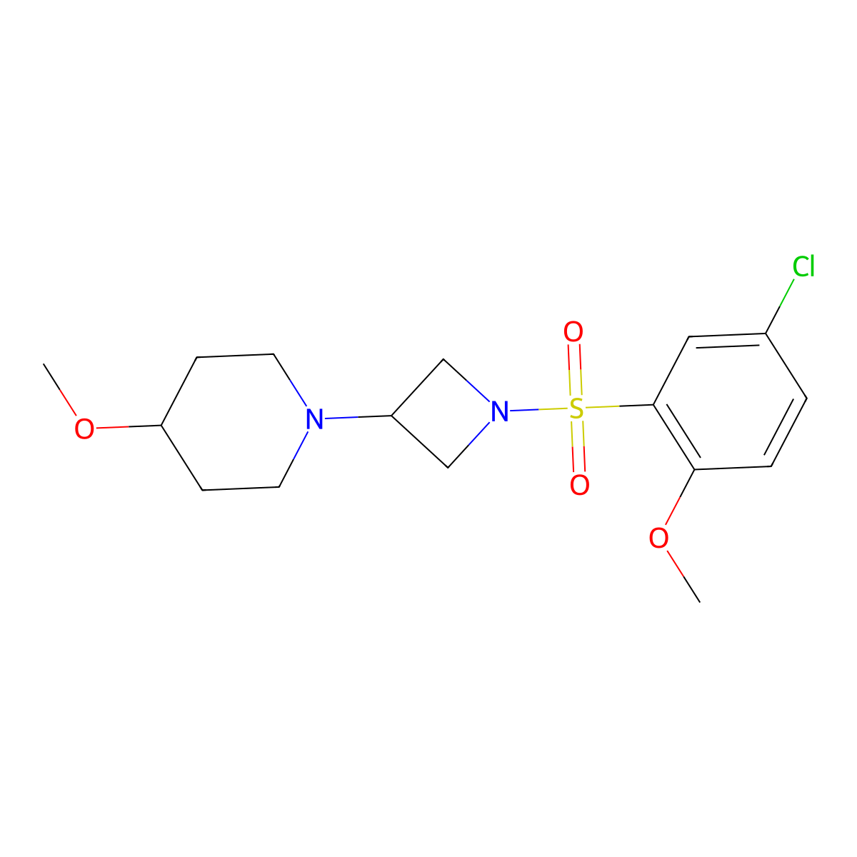 1-(1-((5-Chloro-2-methoxyphenyl)sulfonyl)azetidin-3-yl)-4-methoxypiperidine molecular structure, CAS 2034359-60-7