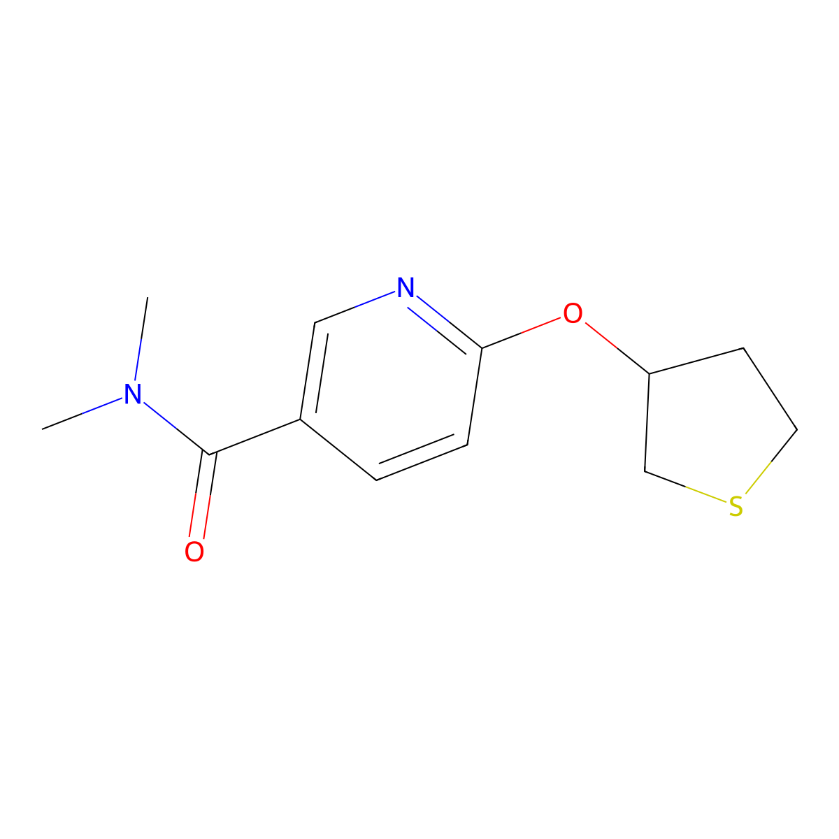 N,N-dimethyl-6-(thiolan-3-yloxy)pyridine-3-carboxamide molecular structure, CAS 2034359-62-9