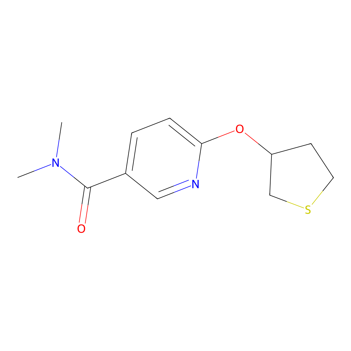 N,N-dimethyl-6-(thiolan-3-yloxy)pyridine-3-carboxamide molecular structure, CAS 2034359-62-9