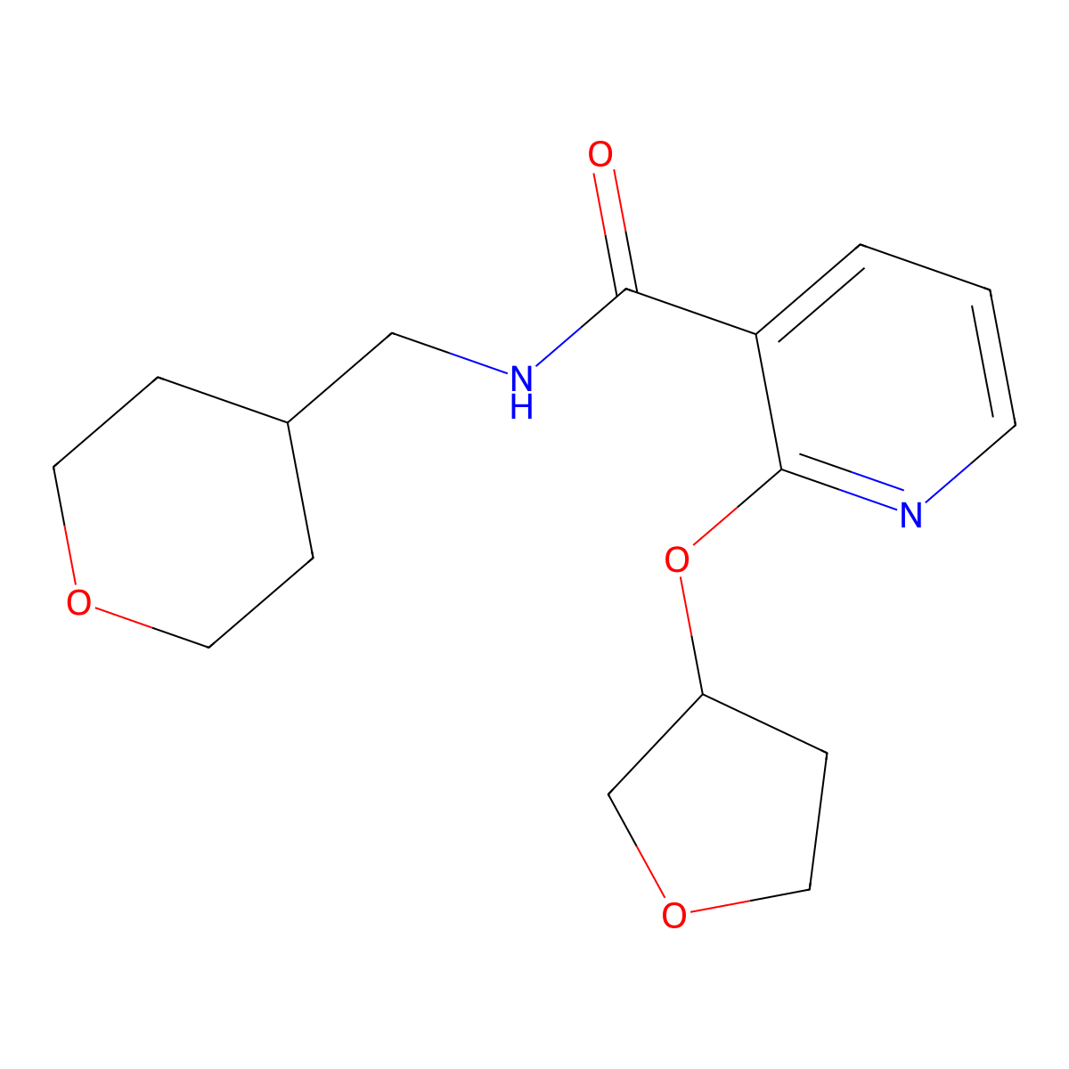 N-((tetrahydro-2H-pyran-4-yl)methyl)-2-((tetrahydrofuran-3-yl)oxy)nicotinamide molecular structure, CAS 2034359-68-5