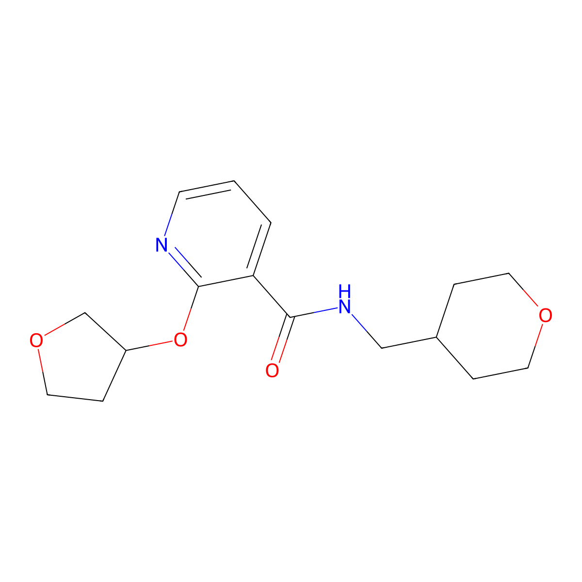 N-((tetrahydro-2H-pyran-4-yl)methyl)-2-((tetrahydrofuran-3-yl)oxy)nicotinamide molecular structure, CAS 2034359-68-5