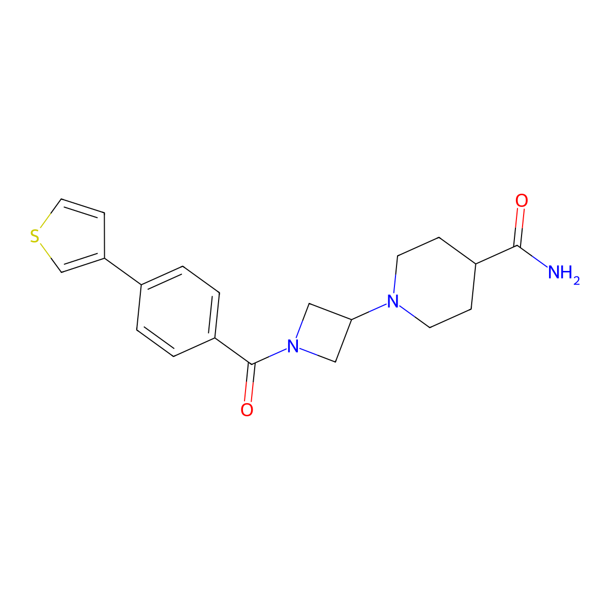1-(1-(4-(Thiophen-3-yl)benzoyl)azetidin-3-yl)piperidine-4-carboxamide molecular structure, CAS 2034359-73-2