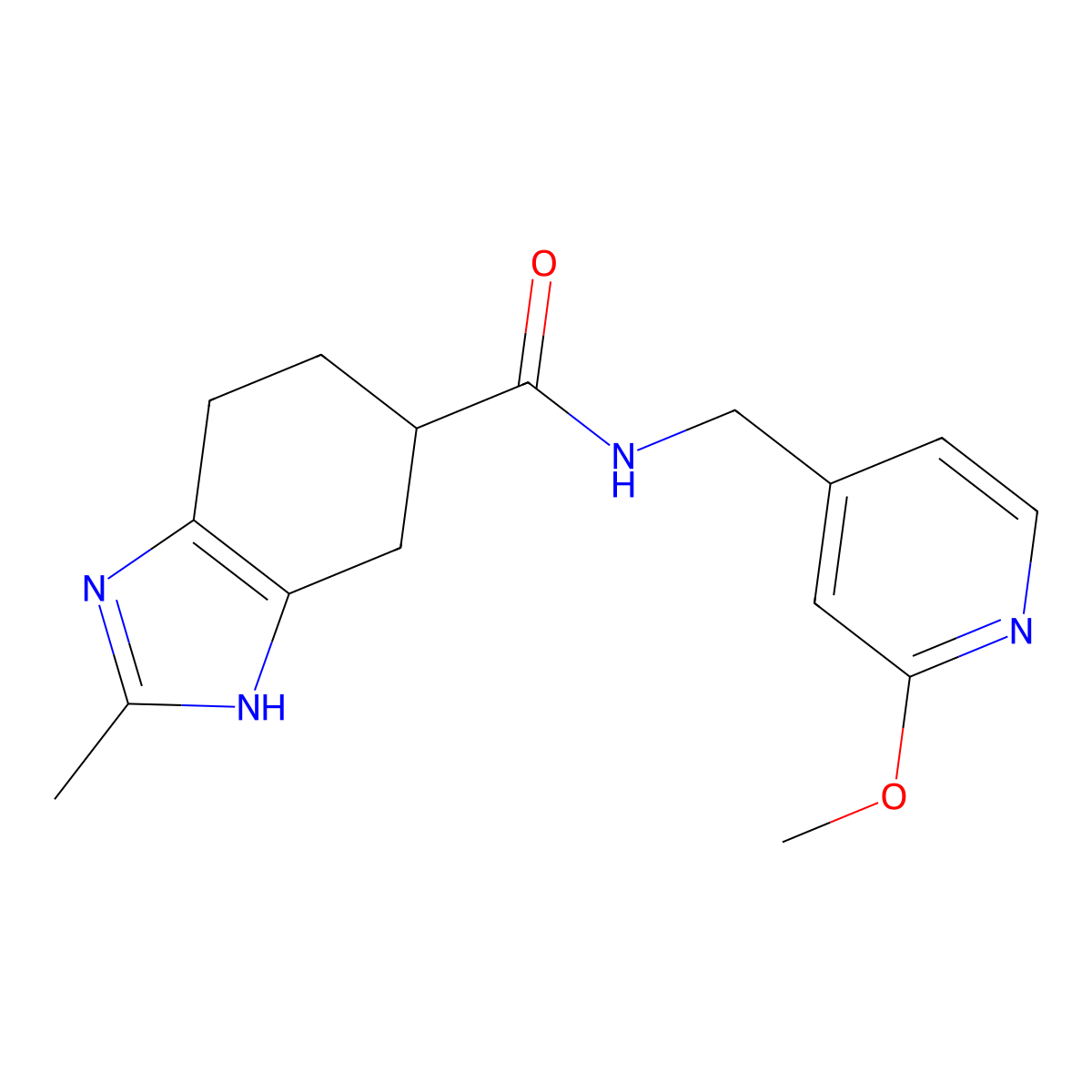 N-((2-methoxypyridin-4-yl)methyl)-2-methyl-4,5,6,7-tetrahydro-1H-benzo[d]imidazole-5-carboxamide molecular structure, CAS 2034359-74-3