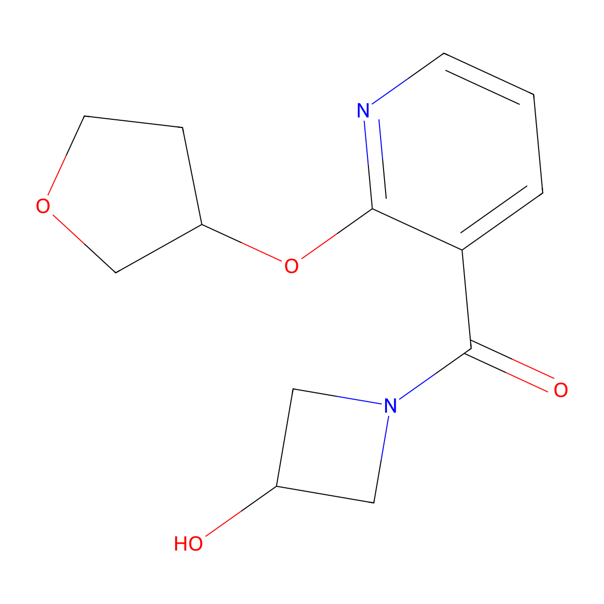 (3-Hydroxyazetidin-1-yl)(2-((tetrahydrofuran-3-yl)oxy)pyridin-3-yl)methanone molecular structure, CAS 2034359-76-5