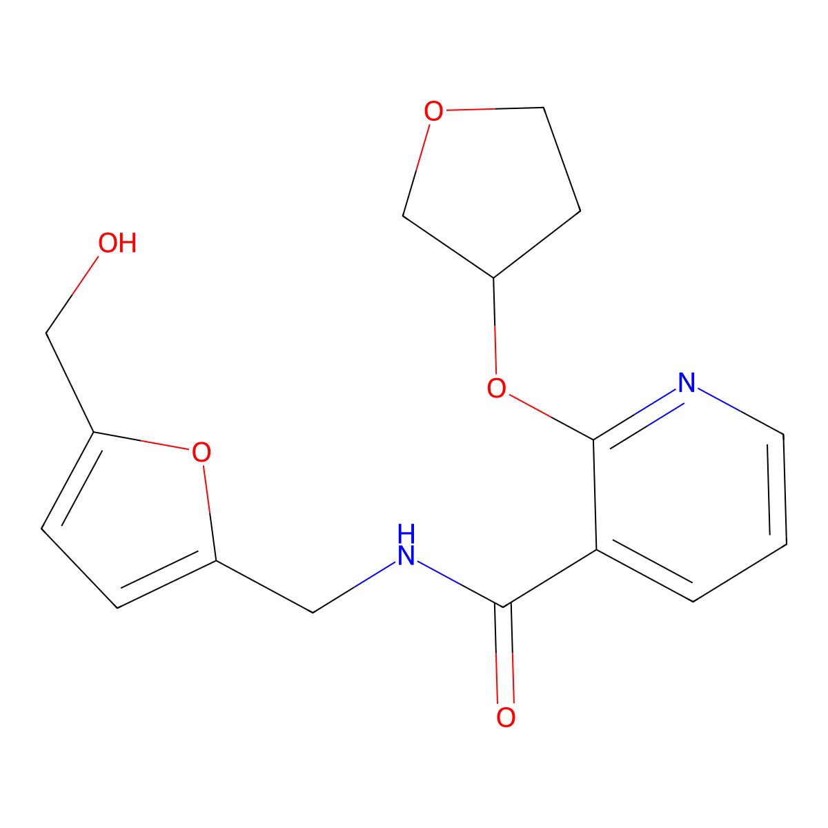 N-((5-(hydroxymethyl)furan-2-yl)methyl)-2-((tetrahydrofuran-3-yl)oxy)nicotinamide molecular structure, CAS 2034359-80-1