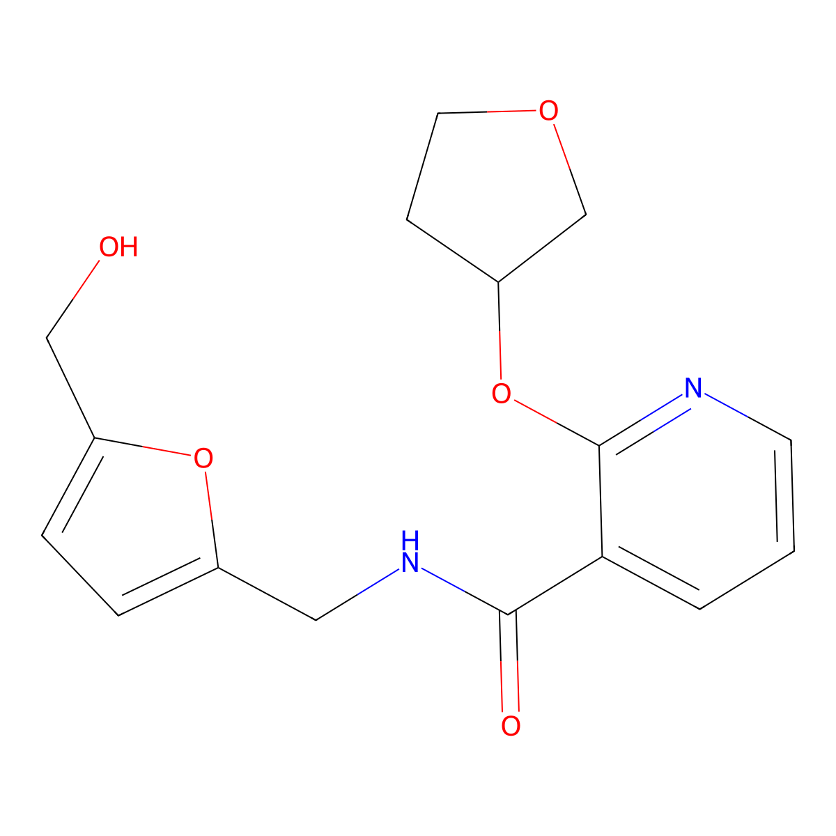 N-((5-(hydroxymethyl)furan-2-yl)methyl)-2-((tetrahydrofuran-3-yl)oxy)nicotinamide molecular structure, CAS 2034359-80-1
