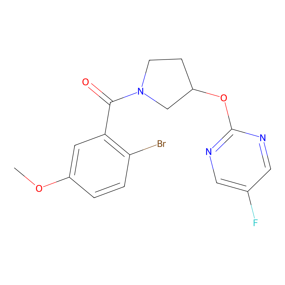 (2-Bromo-5-methoxyphenyl)(3-((5-fluoropyrimidin-2-yl)oxy)pyrrolidin-1-yl)methanone molecular structure, CAS 2034359-84-5