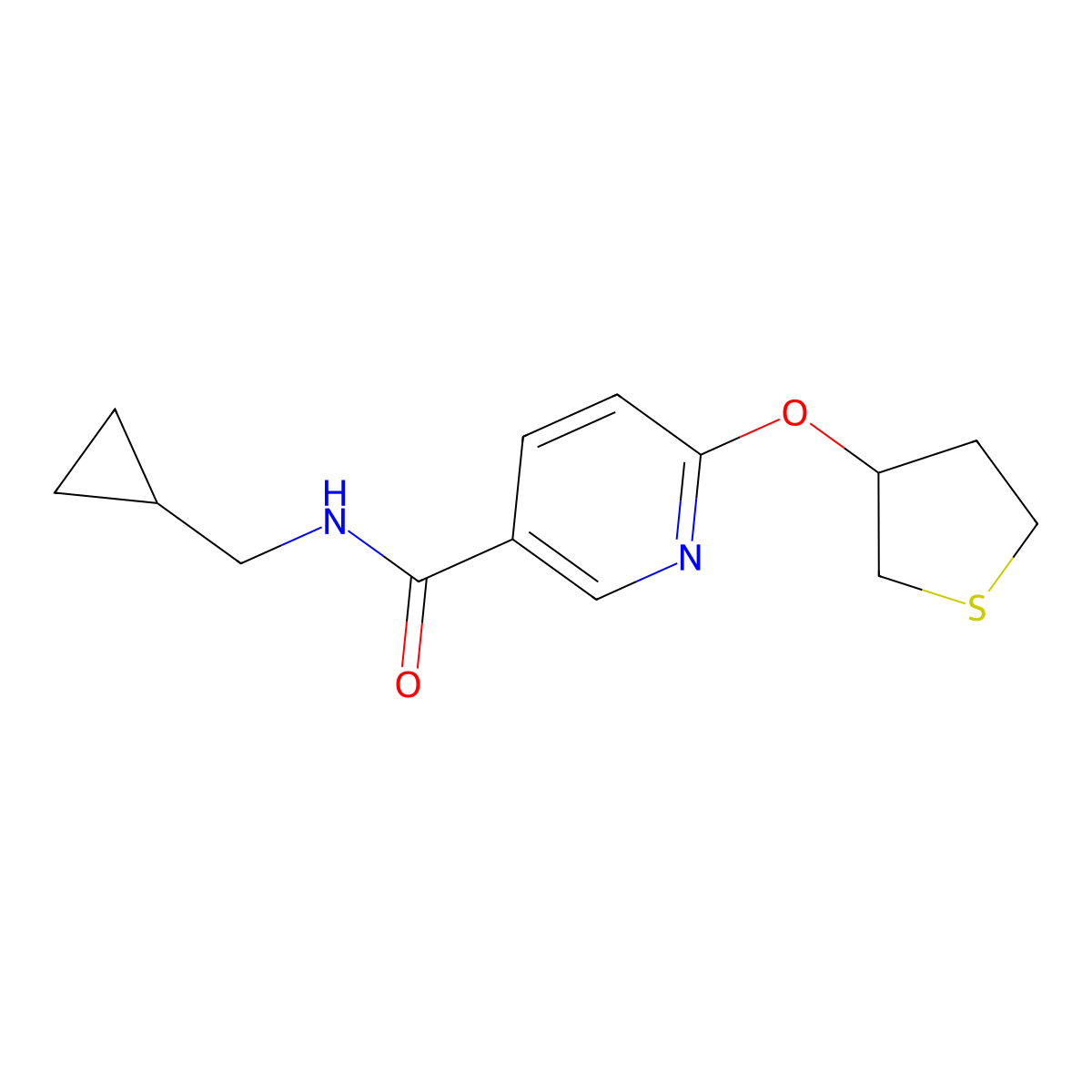 N-(cyclopropylmethyl)-6-((tetrahydrothiophen-3-yl)oxy)nicotinamide molecular structure, CAS 2034359-96-9