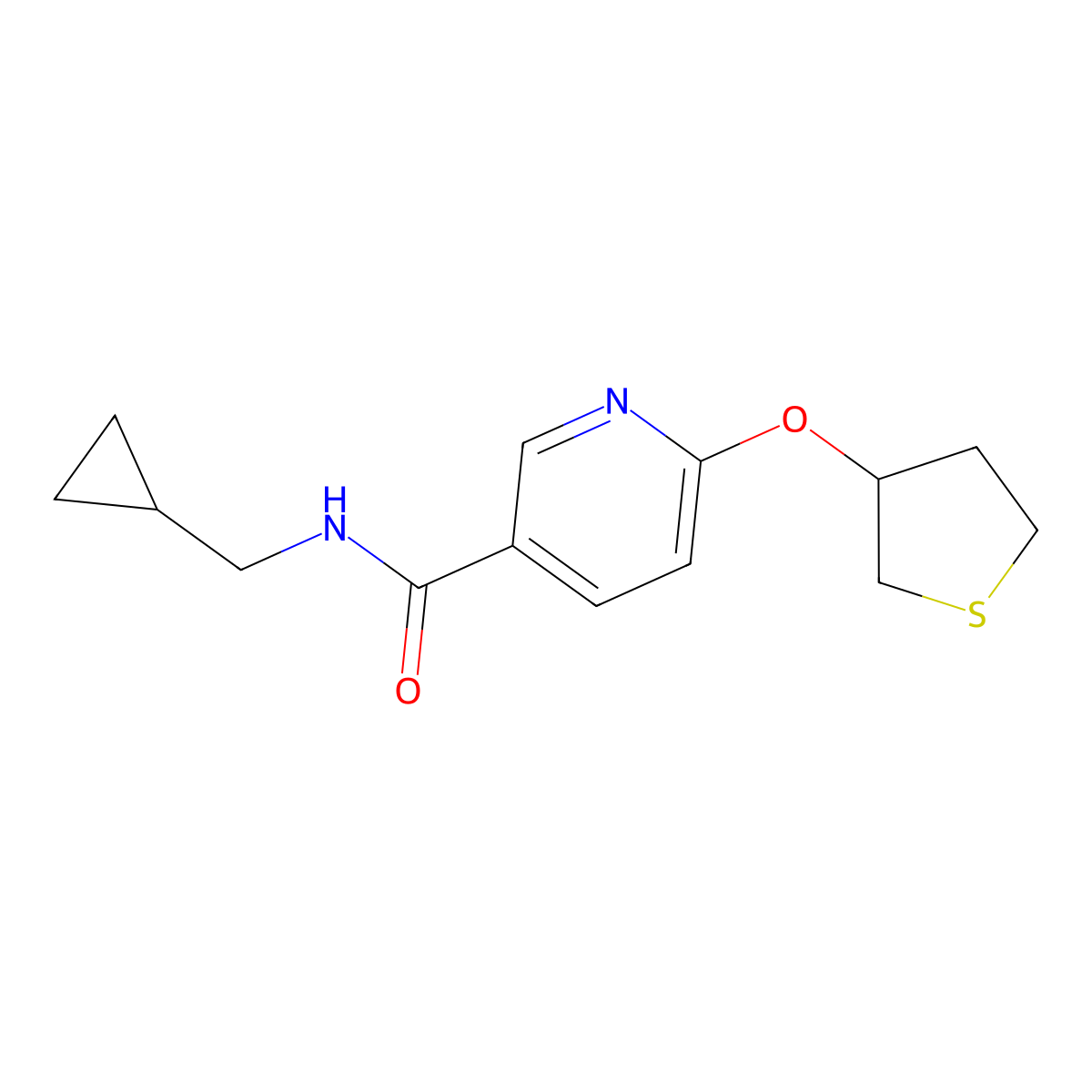 N-(cyclopropylmethyl)-6-((tetrahydrothiophen-3-yl)oxy)nicotinamide molecular structure, CAS 2034359-96-9