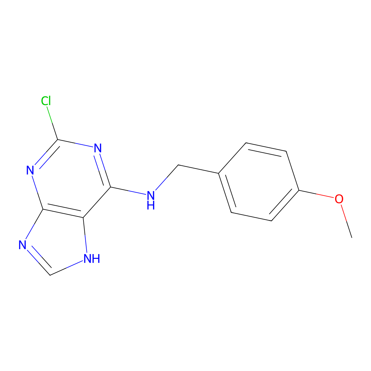 2-Chloro-N-(4-methoxybenzyl)-9H-purin-6-amine molecular structure, CAS 203436-09-3
