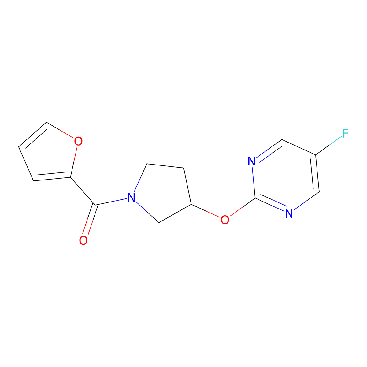 (3-((5-Fluoropyrimidin-2-yl)oxy)pyrrolidin-1-yl)(furan-2-yl)methanone molecular structure, CAS 2034360-07-9
