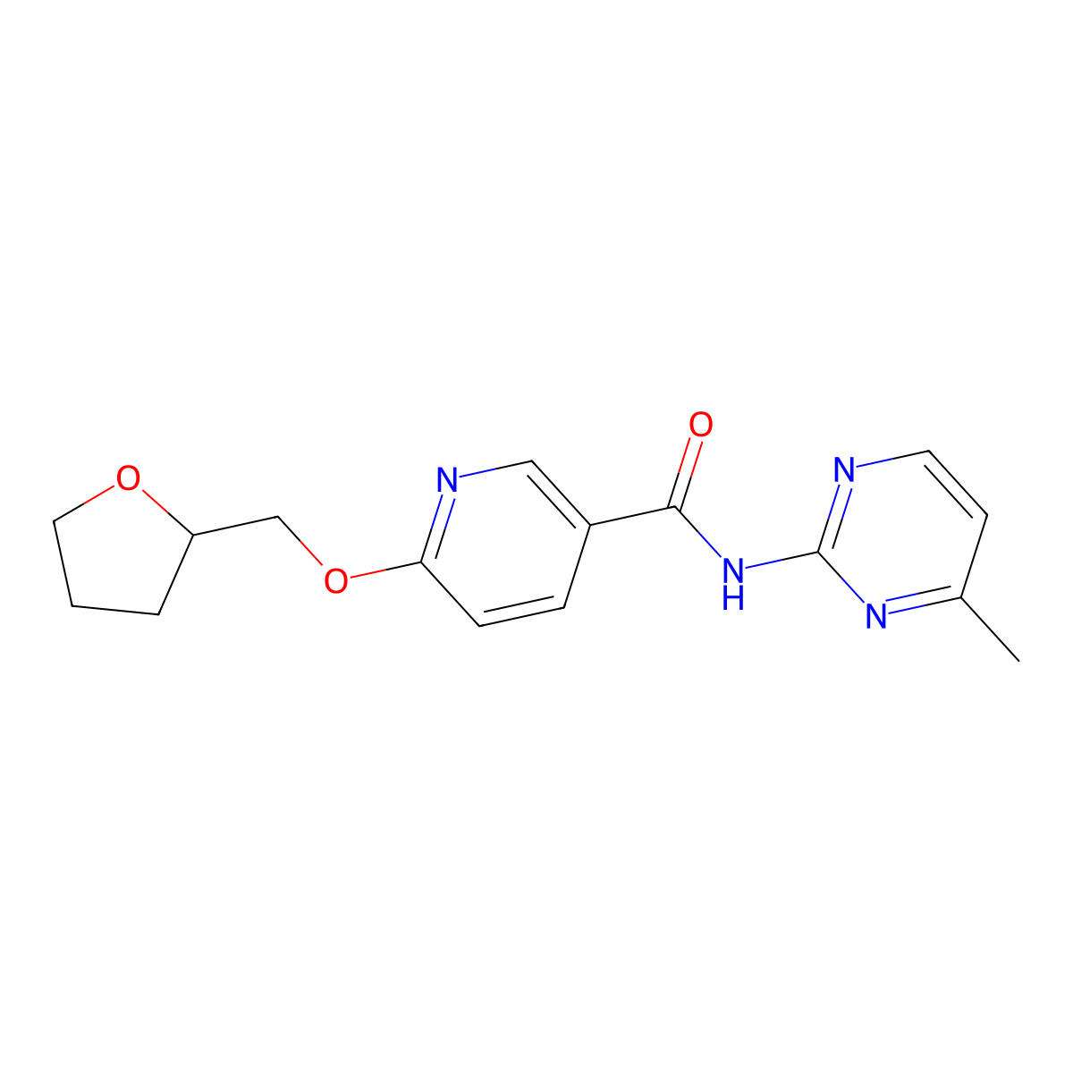 N-(4-methylpyrimidin-2-yl)-6-((tetrahydrofuran-2-yl)methoxy)nicotinamide molecular structure, CAS 2034360-11-5