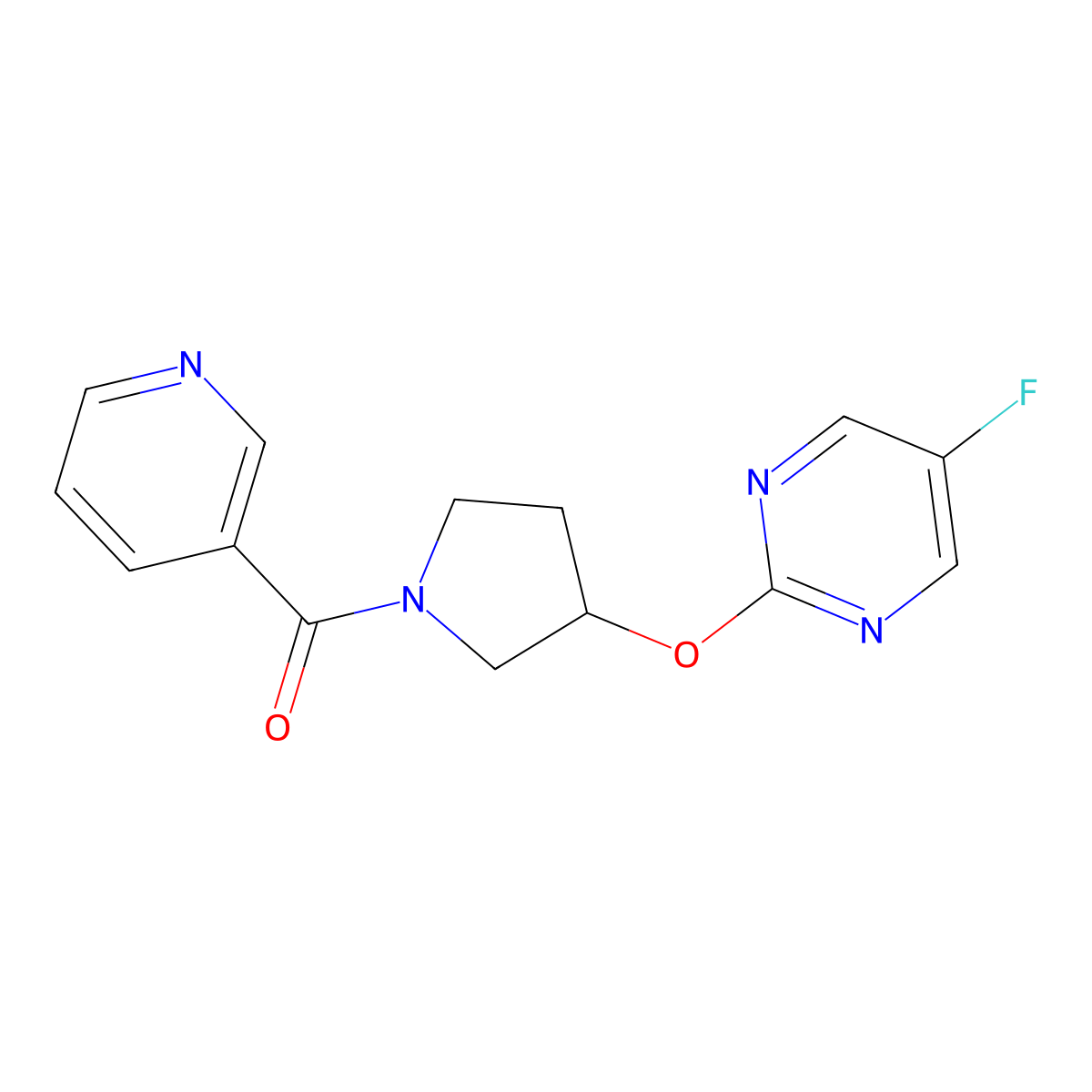(3-((5-Fluoropyrimidin-2-yl)oxy)pyrrolidin-1-yl)(pyridin-3-yl)methanone molecular structure, CAS 2034360-13-7