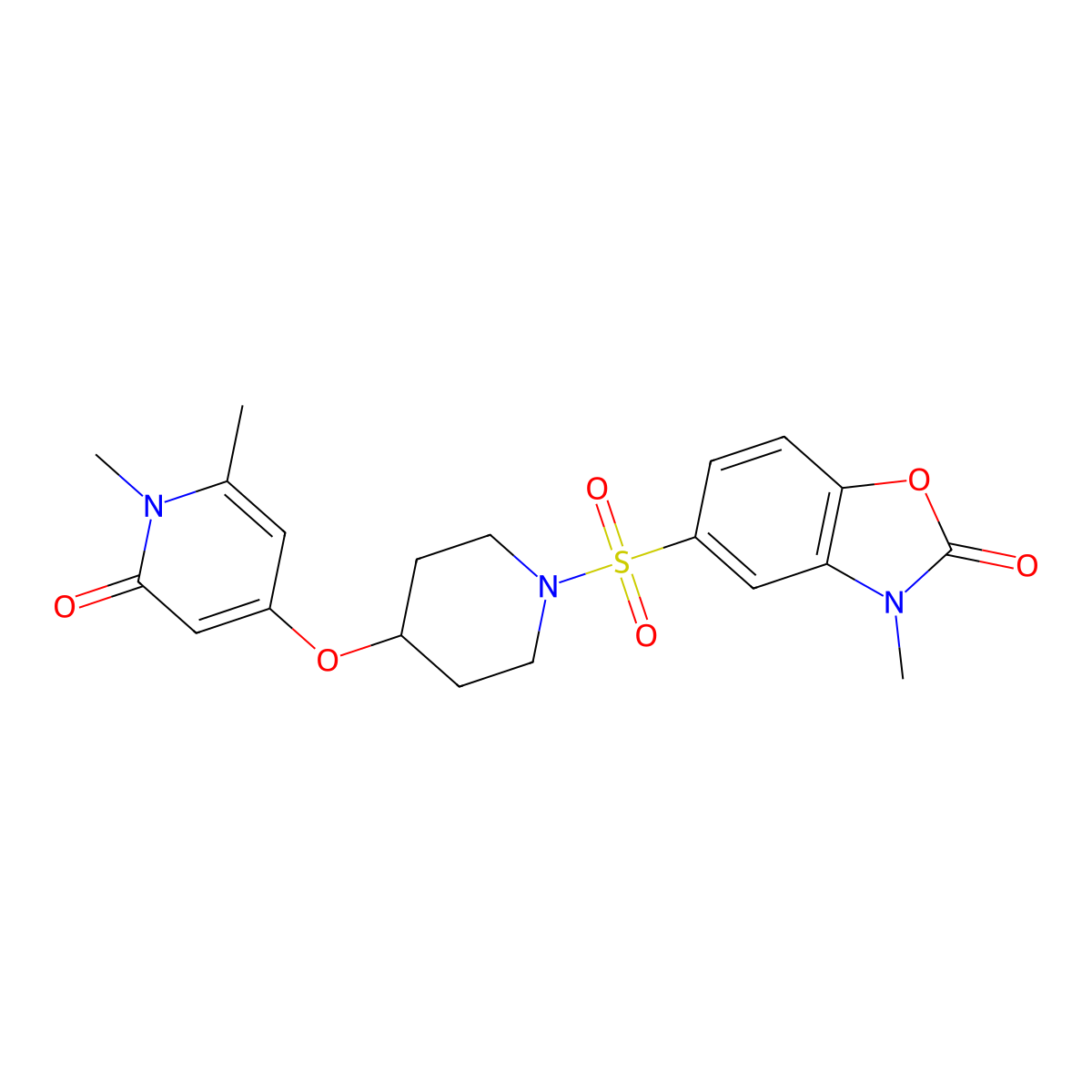 5-((4-((1,6-dimethyl-2-oxo-1,2-dihydropyridin-4-yl)oxy)piperidin-1-yl)sulfonyl)-3-methylbenzo[d]oxazol-2(3H)-one molecular structure, CAS 2034360-17-1