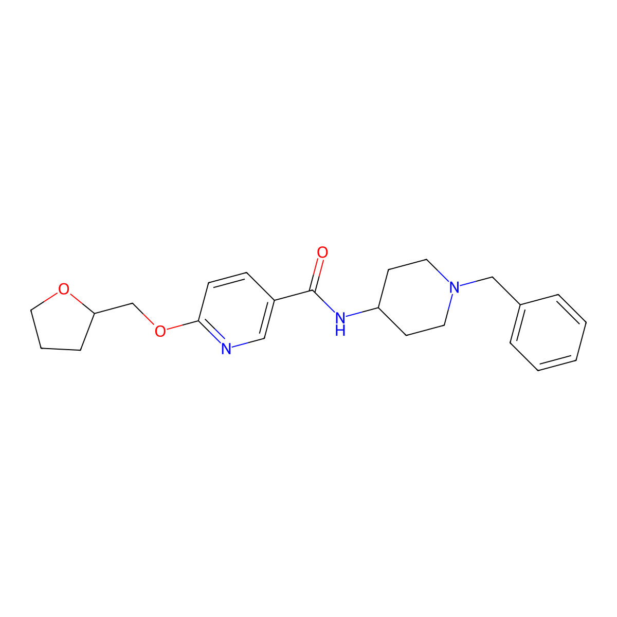 N-(1-benzylpiperidin-4-yl)-6-((tetrahydrofuran-2-yl)methoxy)nicotinamide molecular structure, CAS 2034360-20-6