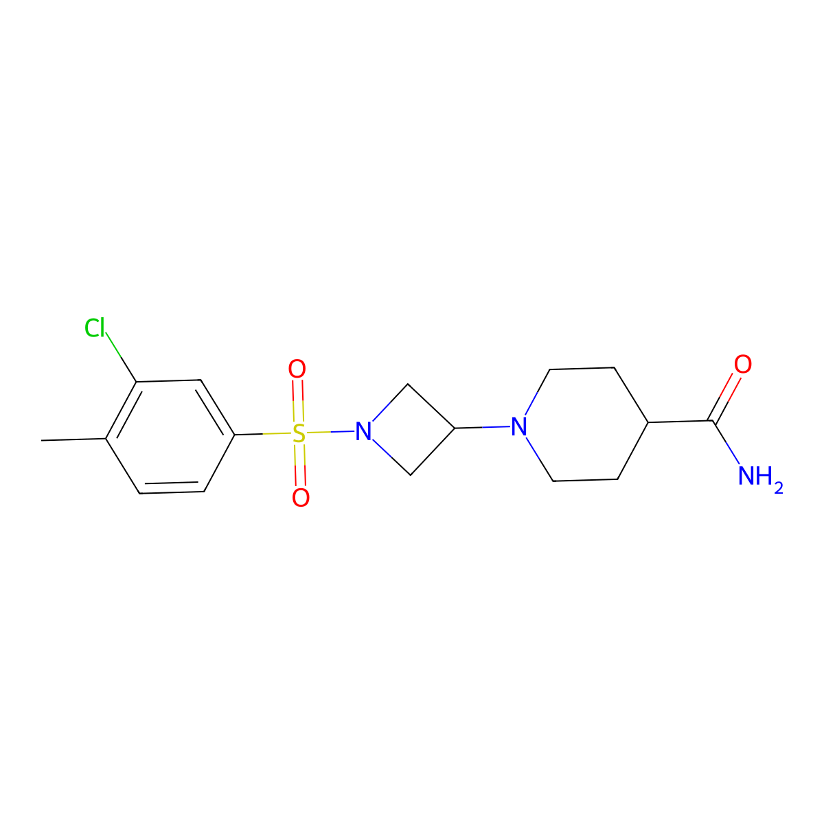 1-(1-((3-Chloro-4-methylphenyl)sulfonyl)azetidin-3-yl)piperidine-4-carboxamide molecular structure, CAS 2034360-24-0