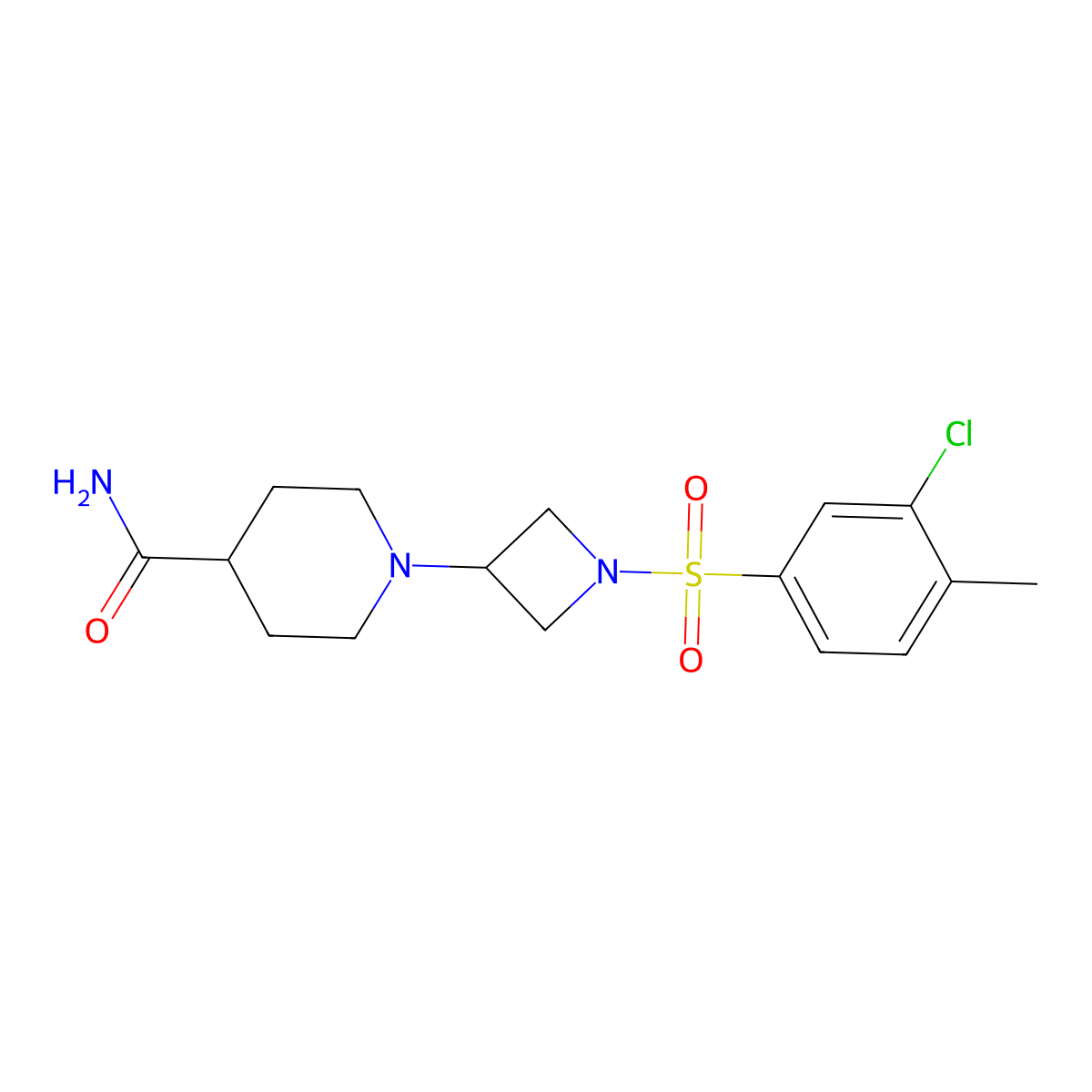 1-(1-((3-Chloro-4-methylphenyl)sulfonyl)azetidin-3-yl)piperidine-4-carboxamide molecular structure, CAS 2034360-24-0