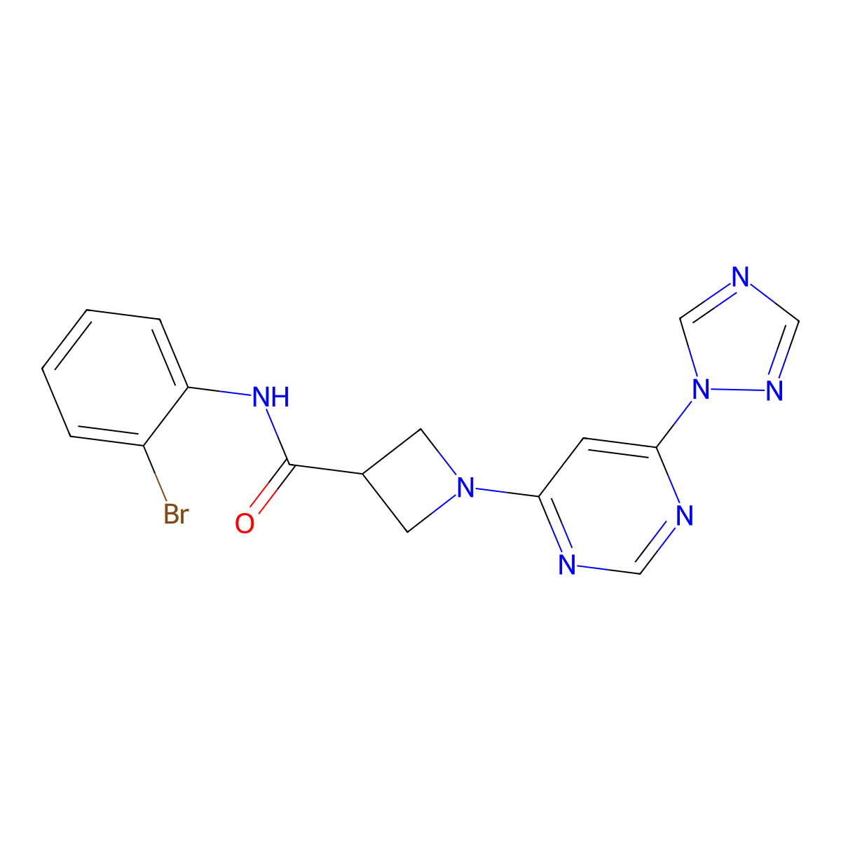 1-(6-(1H-1,2,4-triazol-1-yl)pyrimidin-4-yl)-N-(2-bromophenyl)azetidine-3-carboxamide molecular structure, CAS 2034360-27-3