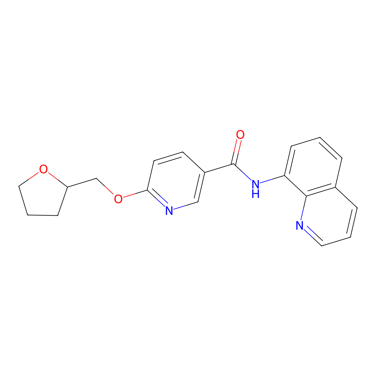 N-(quinolin-8-yl)-6-((tetrahydrofuran-2-yl)methoxy)nicotinamide molecular structure, CAS 2034360-28-4