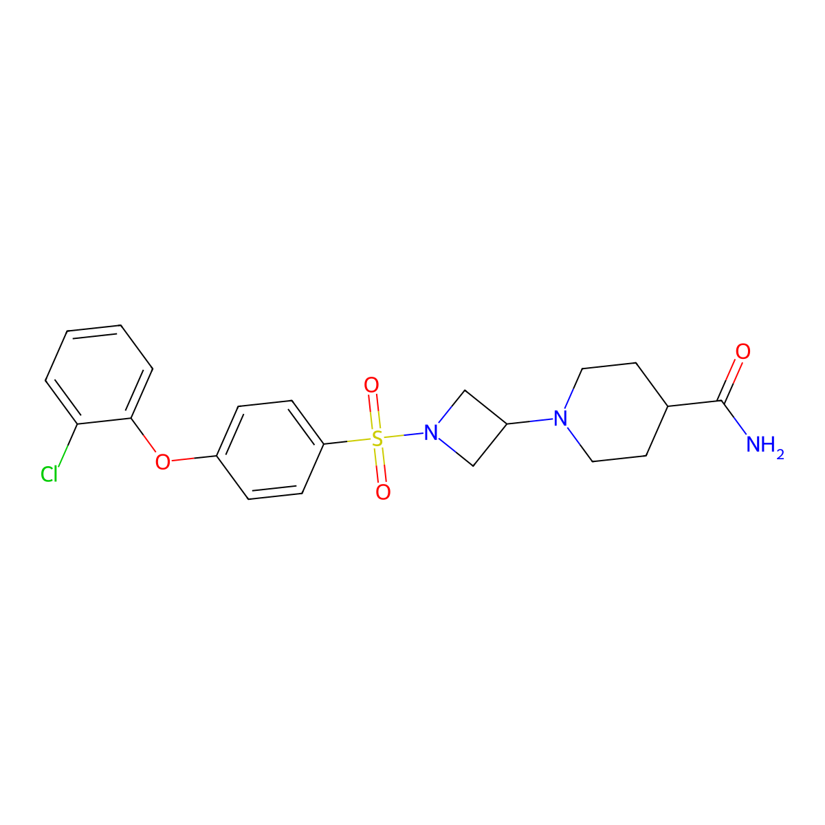 1-(1-((4-(2-Chlorophenoxy)phenyl)sulfonyl)azetidin-3-yl)piperidine-4-carboxamide molecular structure, CAS 2034360-32-0