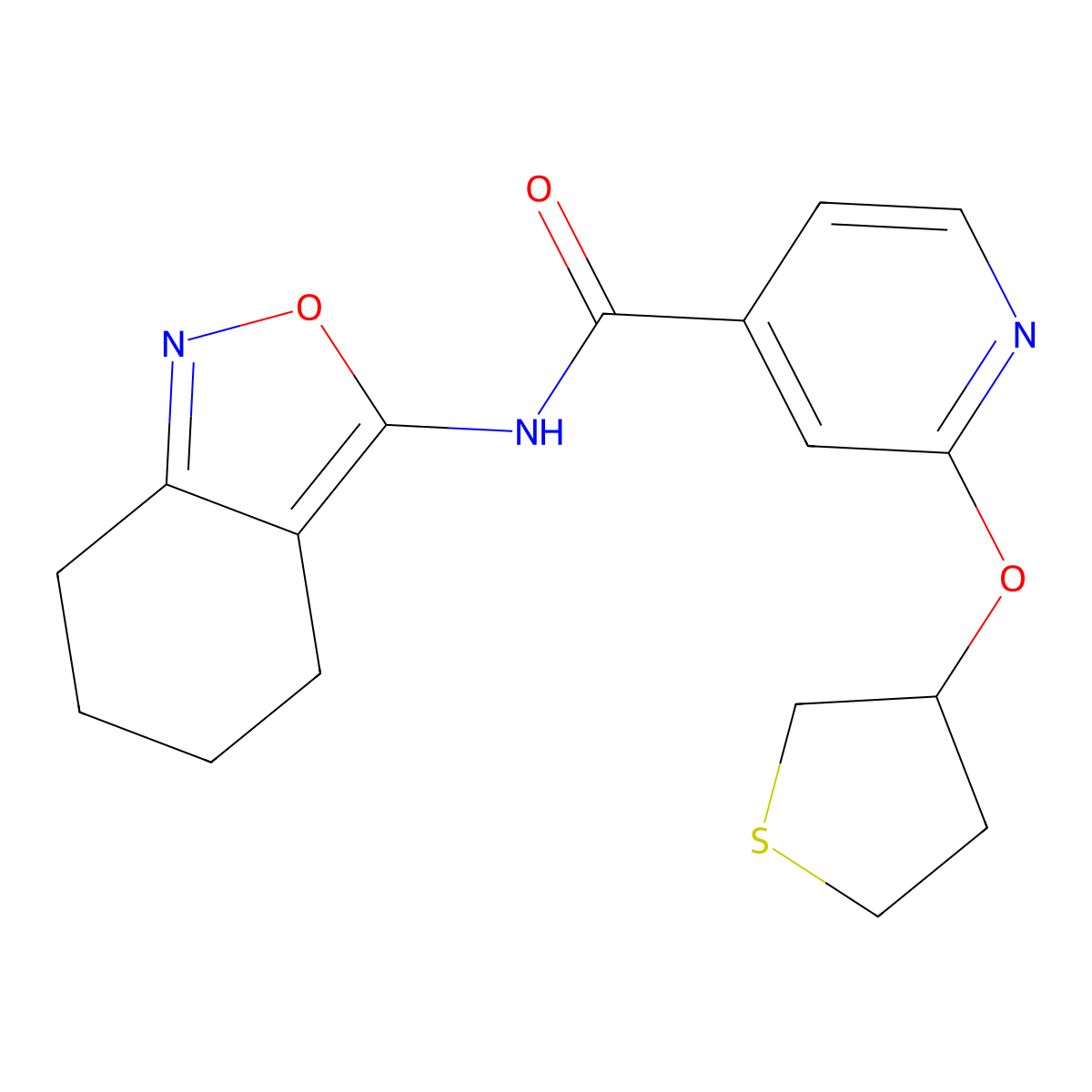 N-(4,5,6,7-tetrahydrobenzo[c]isoxazol-3-yl)-2-((tetrahydrothiophen-3-yl)oxy)isonicotinamide molecular structure, CAS 2034360-34-2