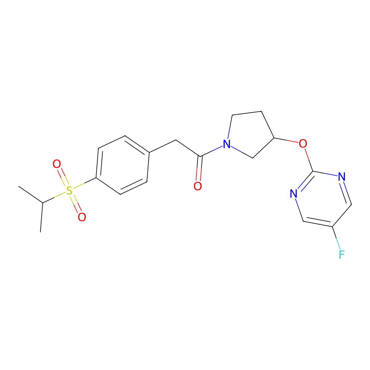 1-(3-((5-Fluoropyrimidin-2-yl)oxy)pyrrolidin-1-yl)-2-(4-(isopropylsulfonyl)phenyl)ethanone molecular structure, CAS 2034360-35-3