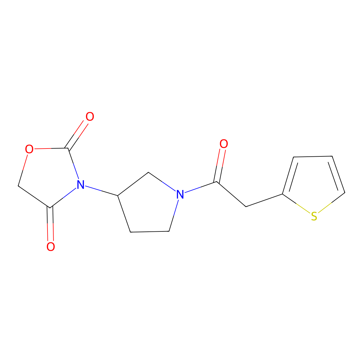 3-(1-(2-(Thiophen-2-yl)acetyl)pyrrolidin-3-yl)oxazolidine-2,4-dione molecular structure, CAS 2034360-37-5