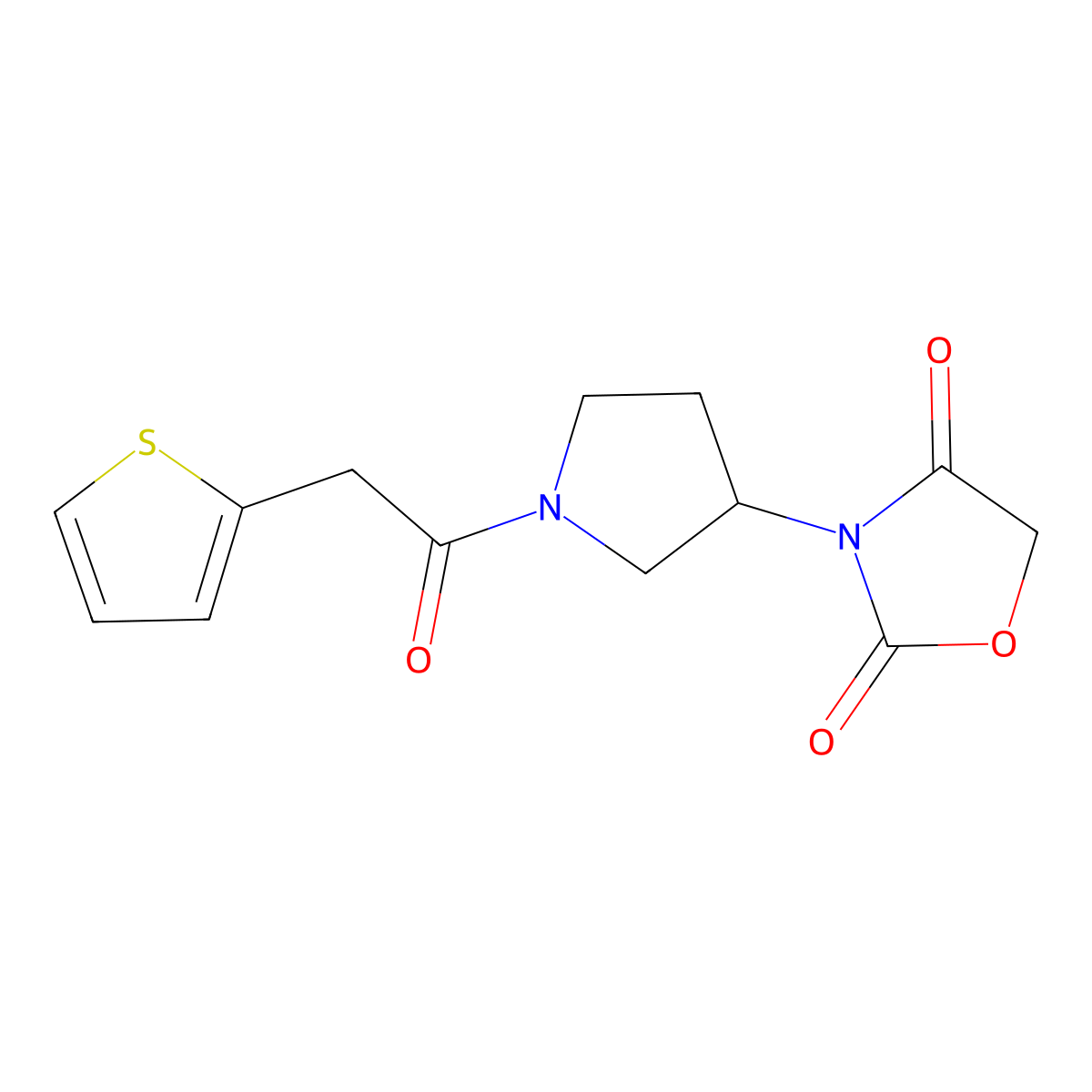 3-(1-(2-(Thiophen-2-yl)acetyl)pyrrolidin-3-yl)oxazolidine-2,4-dione molecular structure, CAS 2034360-37-5