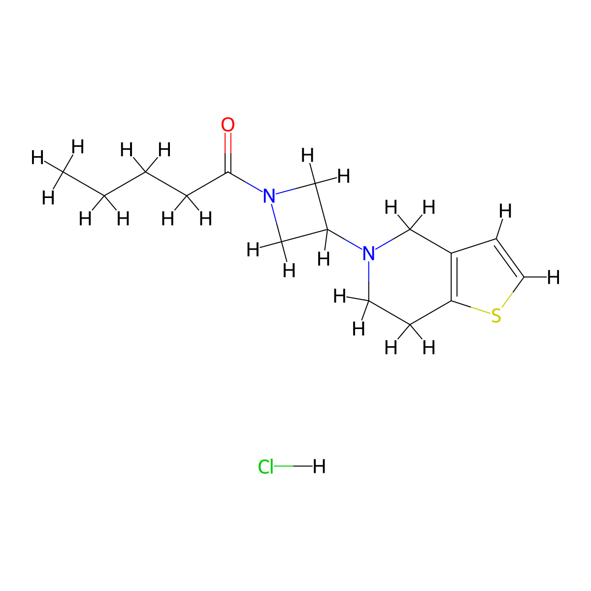 1-(3-(6,7-dihydrothieno[3,2-c]pyridin-5(4H)-yl)azetidin-1-yl)pentan-1-one hydrochloride molecular structure, CAS 2034360-46-6