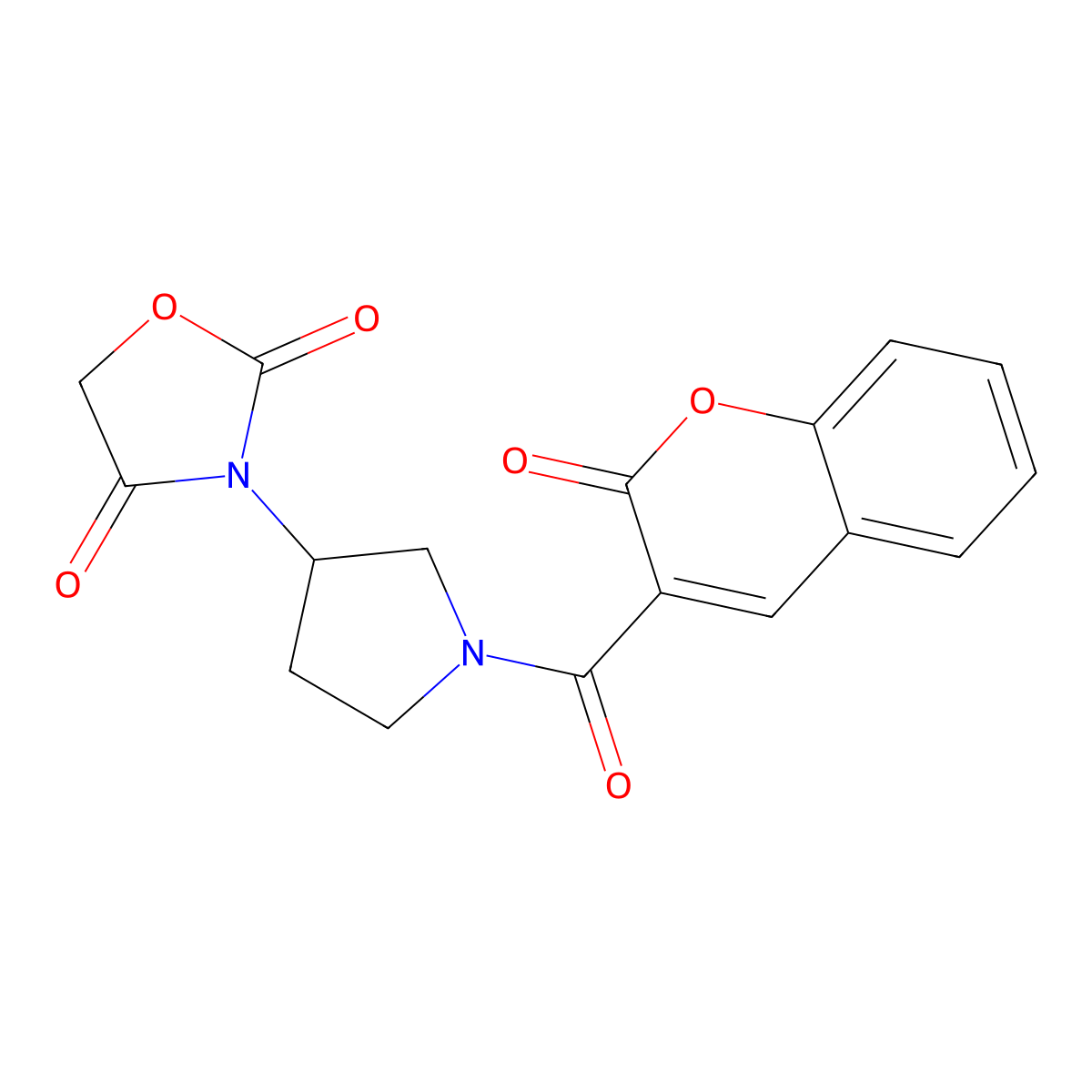 3-(1-(2-oxo-2H-chromene-3-carbonyl)pyrrolidin-3-yl)oxazolidine-2,4-dione molecular structure, CAS 2034360-47-7