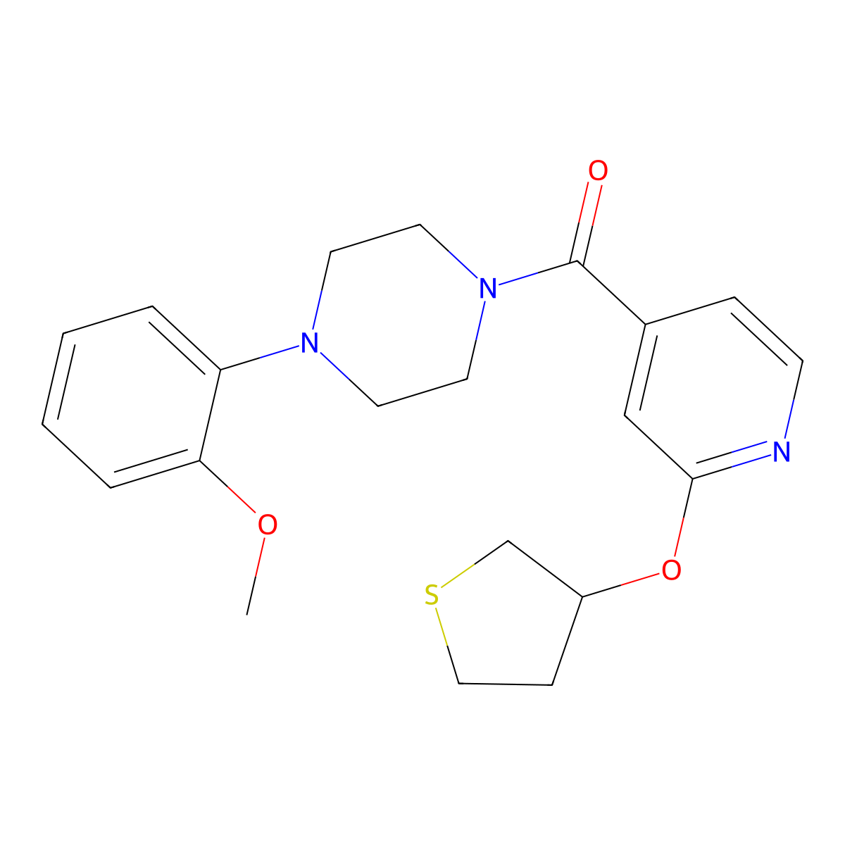 (4-(2-Methoxyphenyl)piperazin-1-yl)(2-((tetrahydrothiophen-3-yl)oxy)pyridin-4-yl)methanone molecular structure, CAS 2034360-49-9