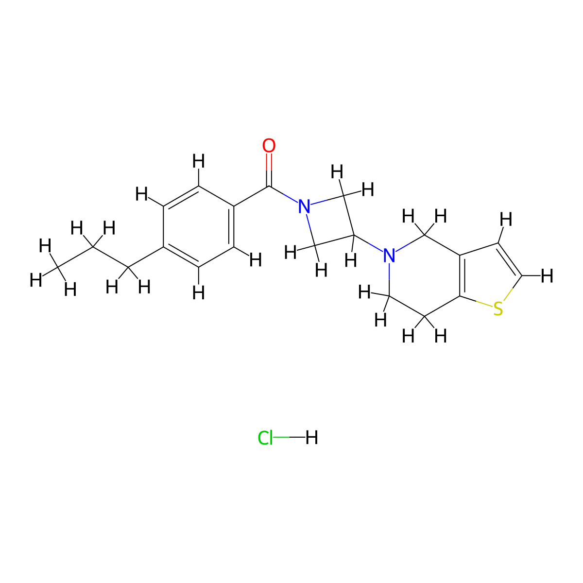 (3-(6,7-dihydrothieno[3,2-c]pyridin-5(4H)-yl)azetidin-1-yl)(4-propylphenyl)methanone hydrochloride molecular structure, CAS 2034360-54-6