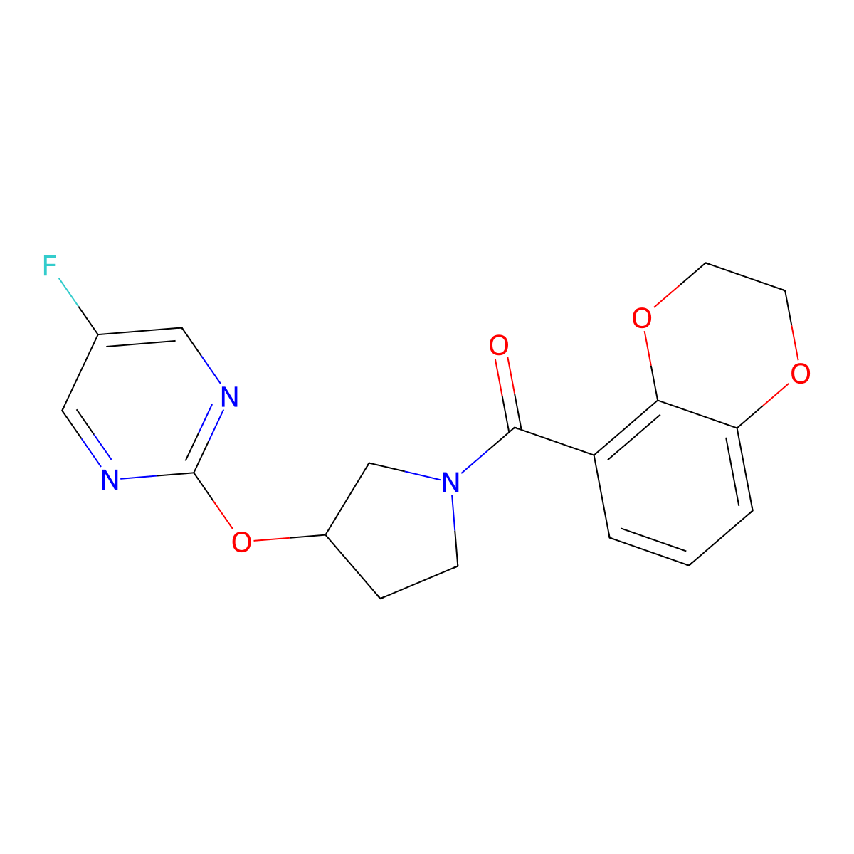 (2,3-Dihydrobenzo[b][1,4]dioxin-5-yl)(3-((5-fluoropyrimidin-2-yl)oxy)pyrrolidin-1-yl)methanone molecular structure, CAS 2034360-57-9