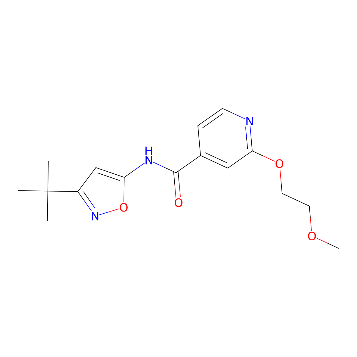 N-(3-(tert-butyl)isoxazol-5-yl)-2-(2-methoxyethoxy)isonicotinamide molecular structure, CAS 2034360-63-7