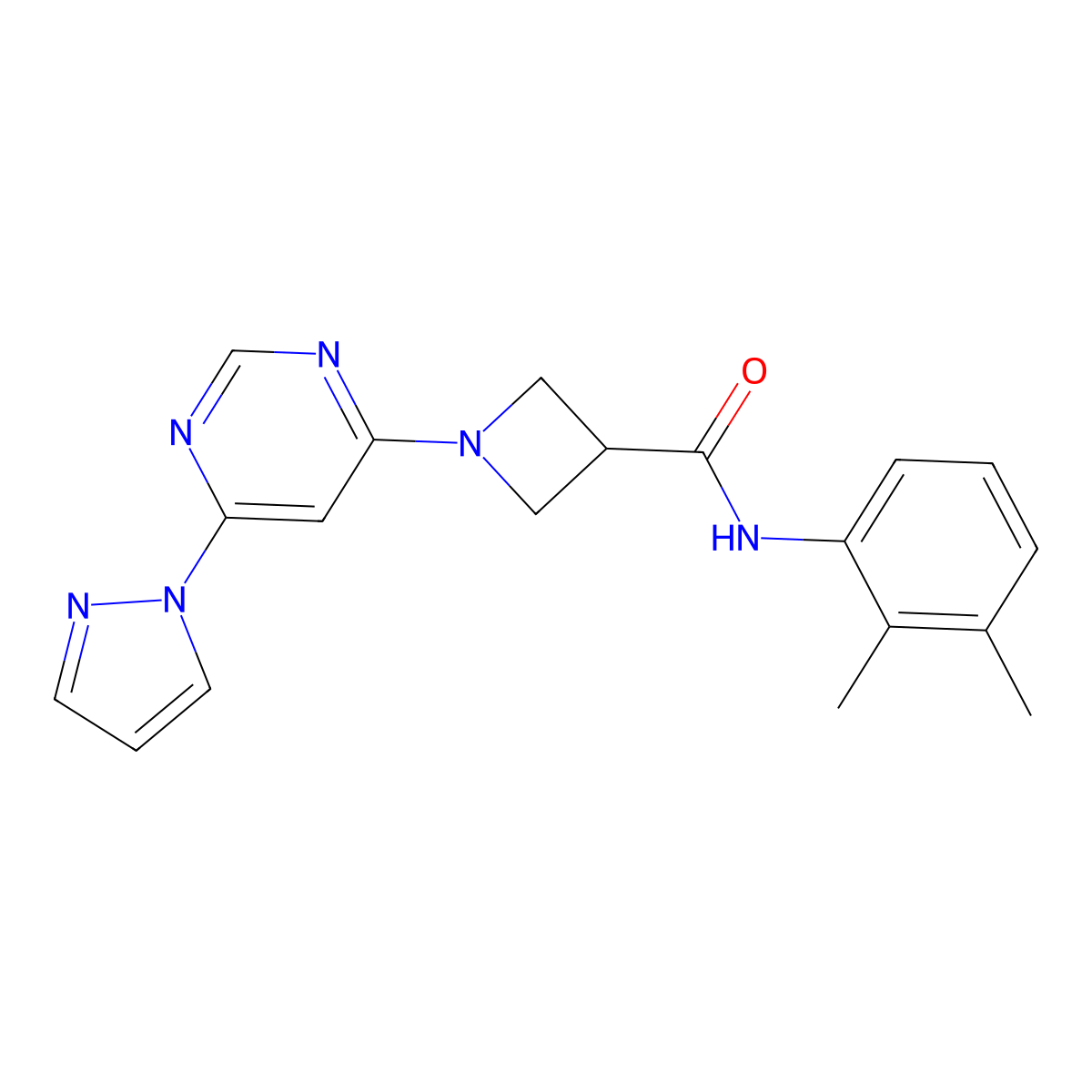 1-(6-(1H-pyrazol-1-yl)pyrimidin-4-yl)-N-(2,3-dimethylphenyl)azetidine-3-carboxamide molecular structure, CAS 2034360-69-3