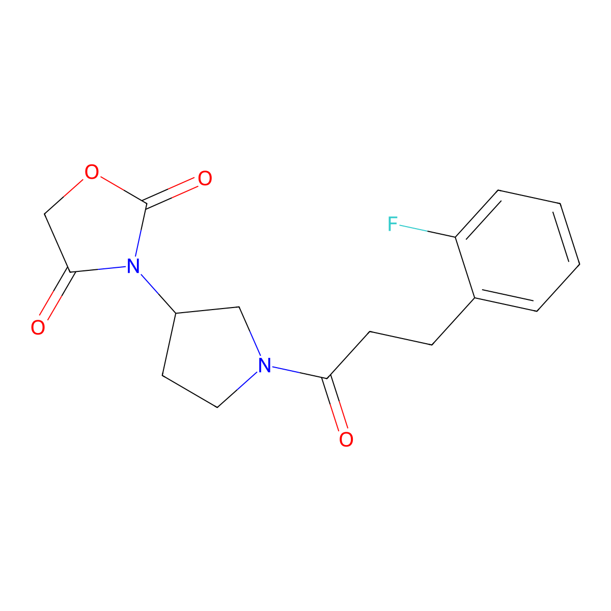 3-(1-(3-(2-Fluorophenyl)propanoyl)pyrrolidin-3-yl)oxazolidine-2,4-dione molecular structure, CAS 2034360-71-7