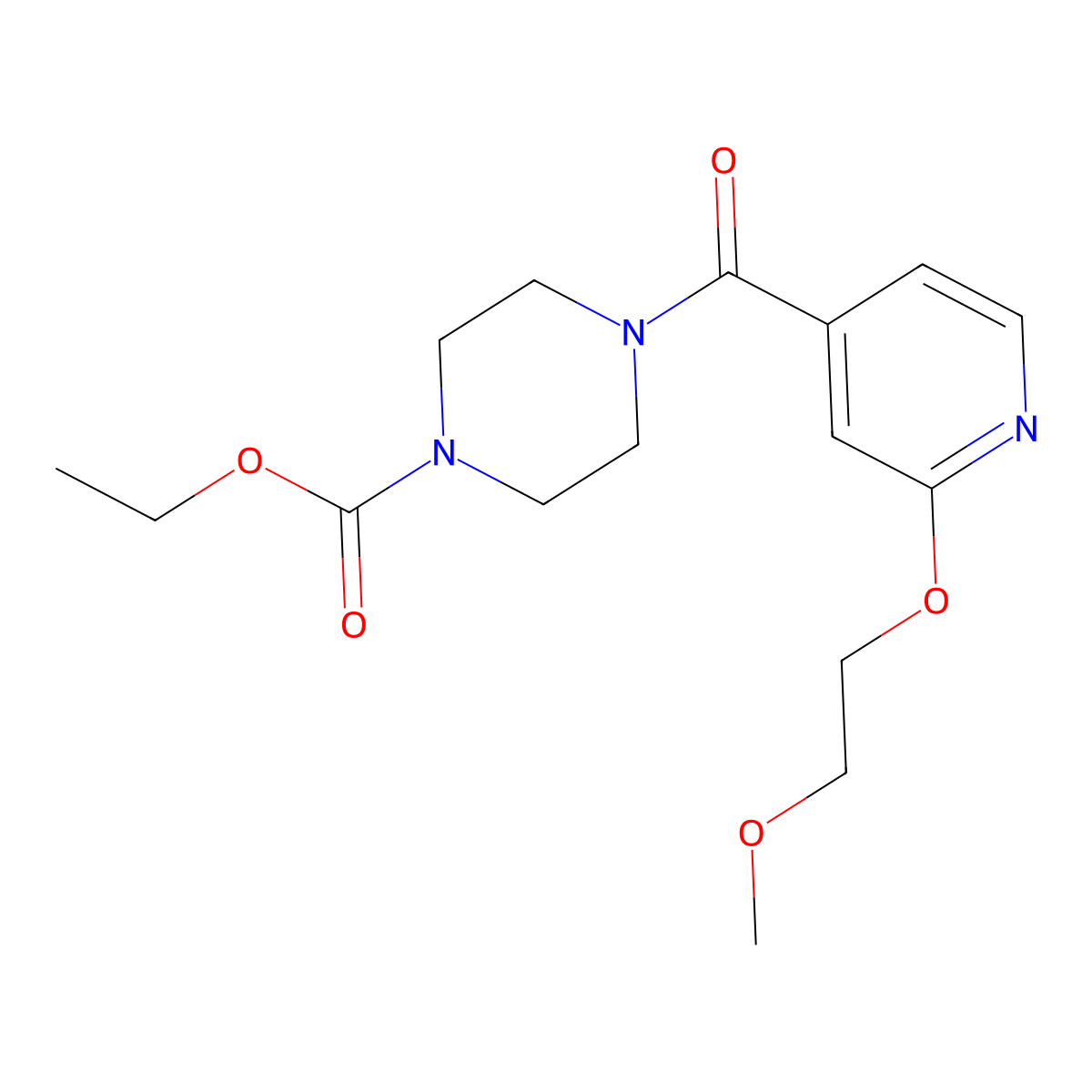 Ethyl 4-(2-(2-methoxyethoxy)isonicotinoyl)piperazine-1-carboxylate molecular structure, CAS 2034360-76-2