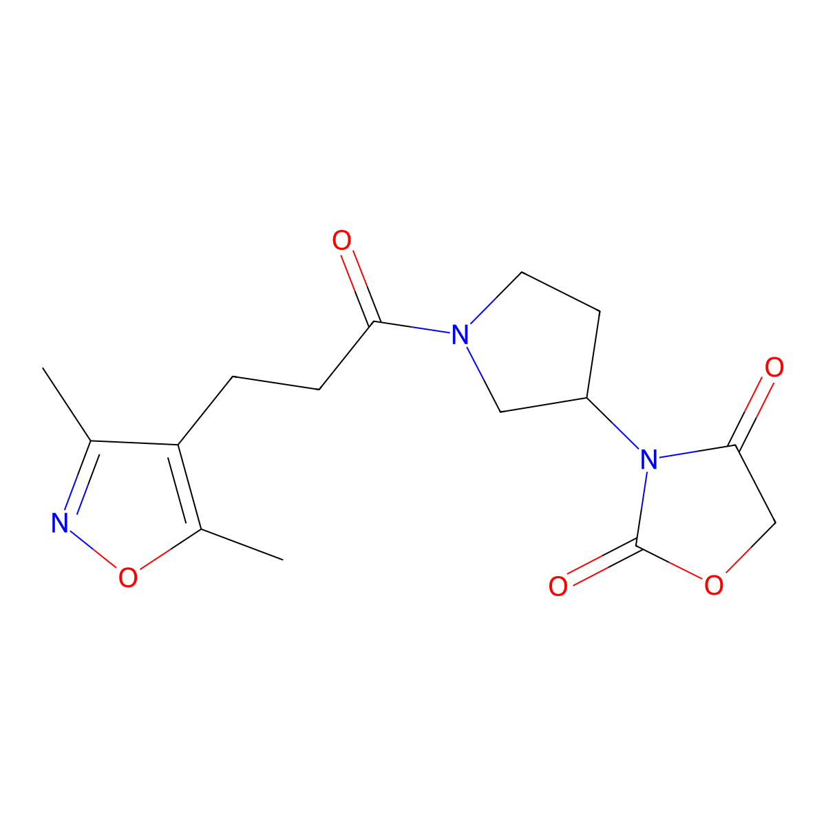 3-(1-(3-(3,5-Dimethylisoxazol-4-yl)propanoyl)pyrrolidin-3-yl)oxazolidine-2,4-dione molecular structure, CAS 2034360-83-1