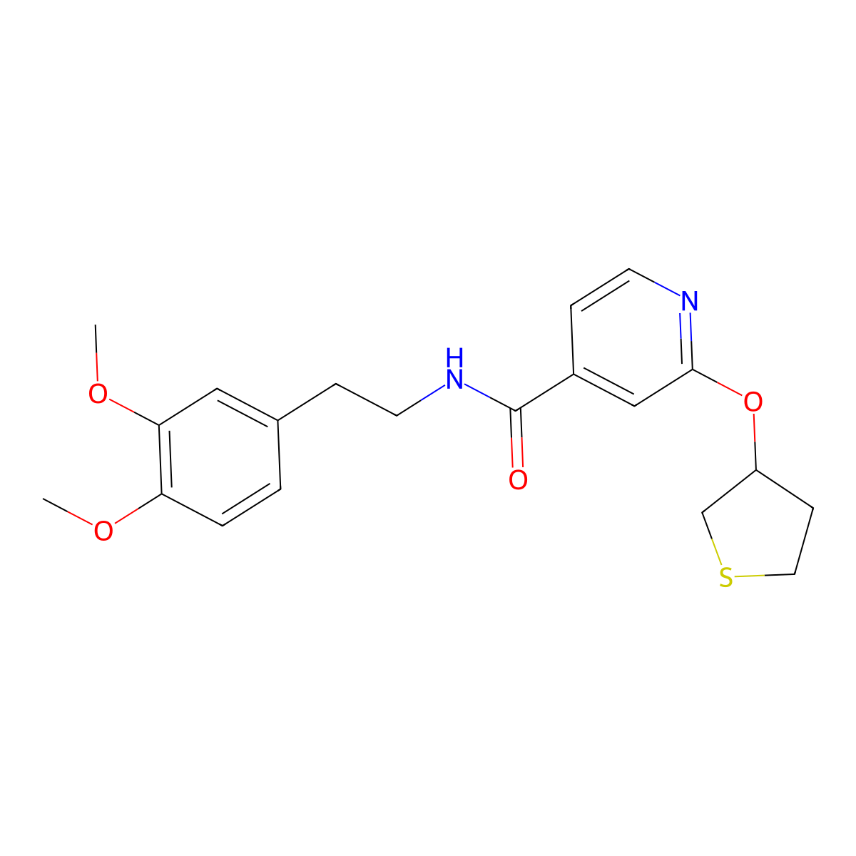 N-(3,4-dimethoxyphenethyl)-2-((tetrahydrothiophen-3-yl)oxy)isonicotinamide molecular structure, CAS 2034360-86-4
