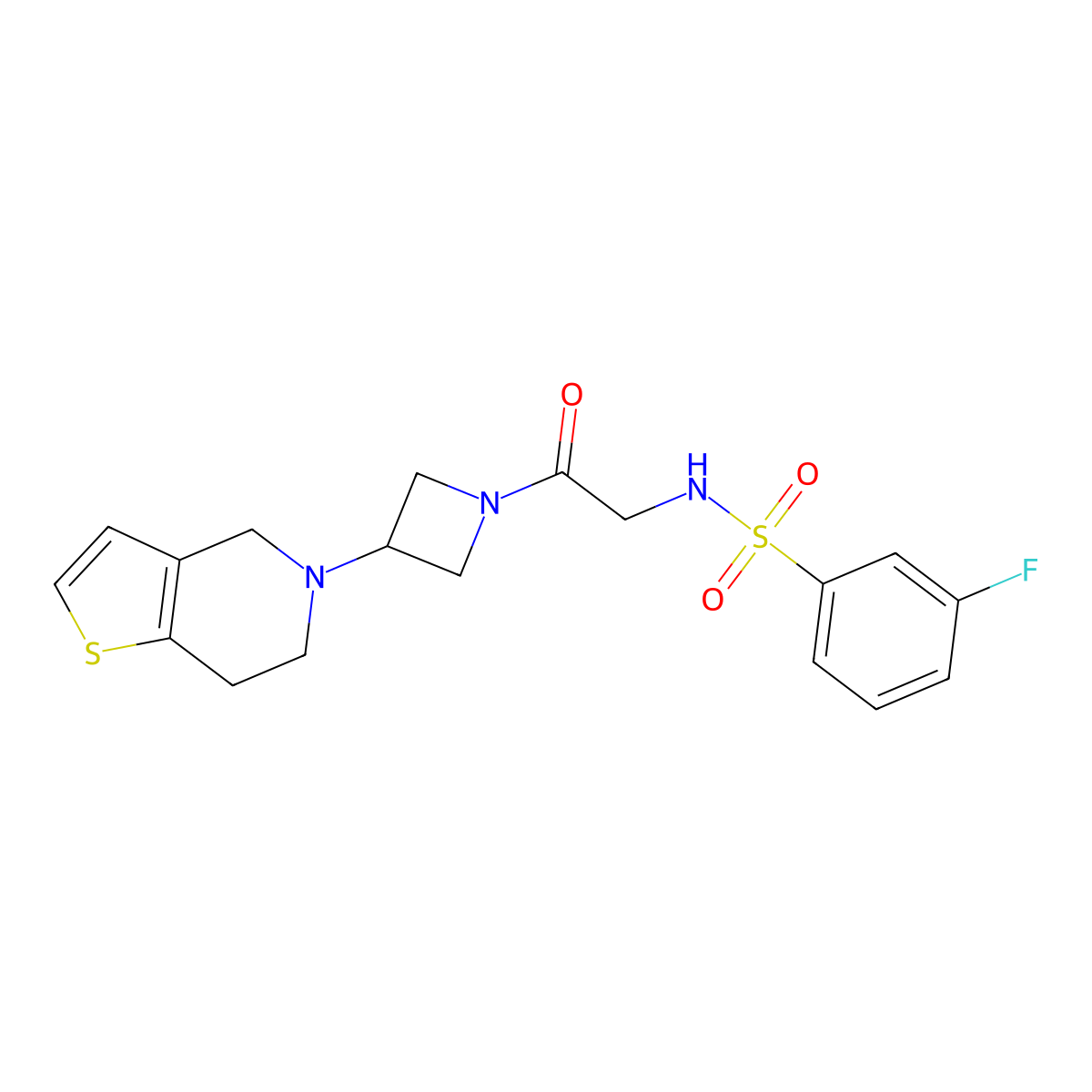 N-(2-(3-(6,7-dihydrothieno[3,2-c]pyridin-5(4H)-yl)azetidin-1-yl)-2-oxoethyl)-3-fluorobenzenesulfonamide molecular structure, CAS 2034360-87-5