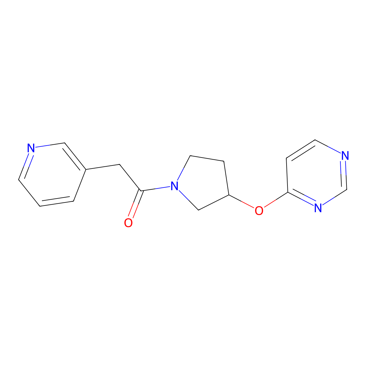 2-(Pyridin-3-yl)-1-(3-(pyrimidin-4-yloxy)pyrrolidin-1-yl)ethanone molecular structure, CAS 2034360-89-7