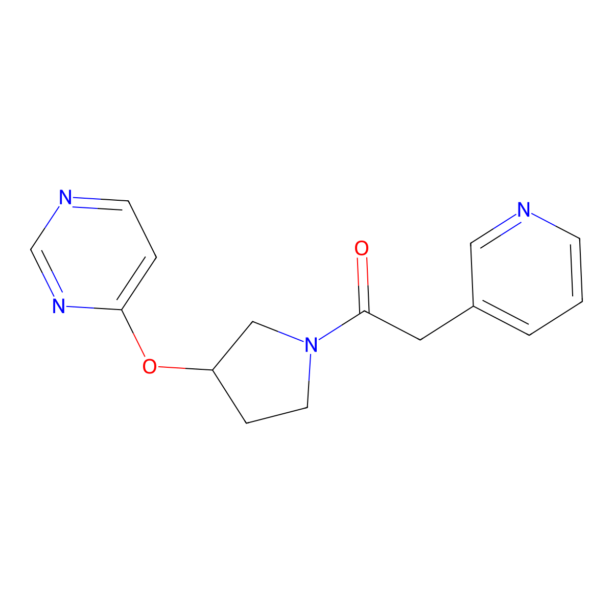 2-(Pyridin-3-yl)-1-(3-(pyrimidin-4-yloxy)pyrrolidin-1-yl)ethanone molecular structure, CAS 2034360-89-7