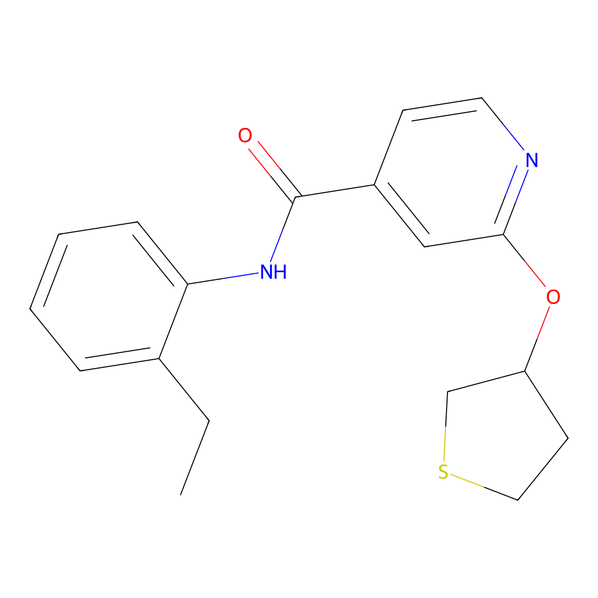 N-(2-ethylphenyl)-2-((tetrahydrothiophen-3-yl)oxy)isonicotinamide molecular structure, CAS 2034360-91-1