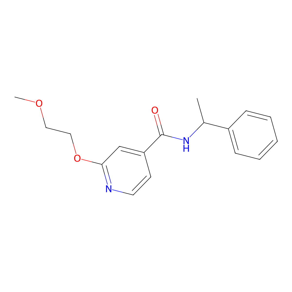2-(2-methoxyethoxy)-N-(1-phenylethyl)isonicotinamide molecular structure, CAS 2034360-92-2
