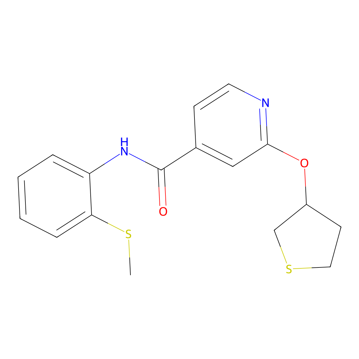 N-(2-(methylthio)phenyl)-2-((tetrahydrothiophen-3-yl)oxy)isonicotinamide molecular structure, CAS 2034360-96-6