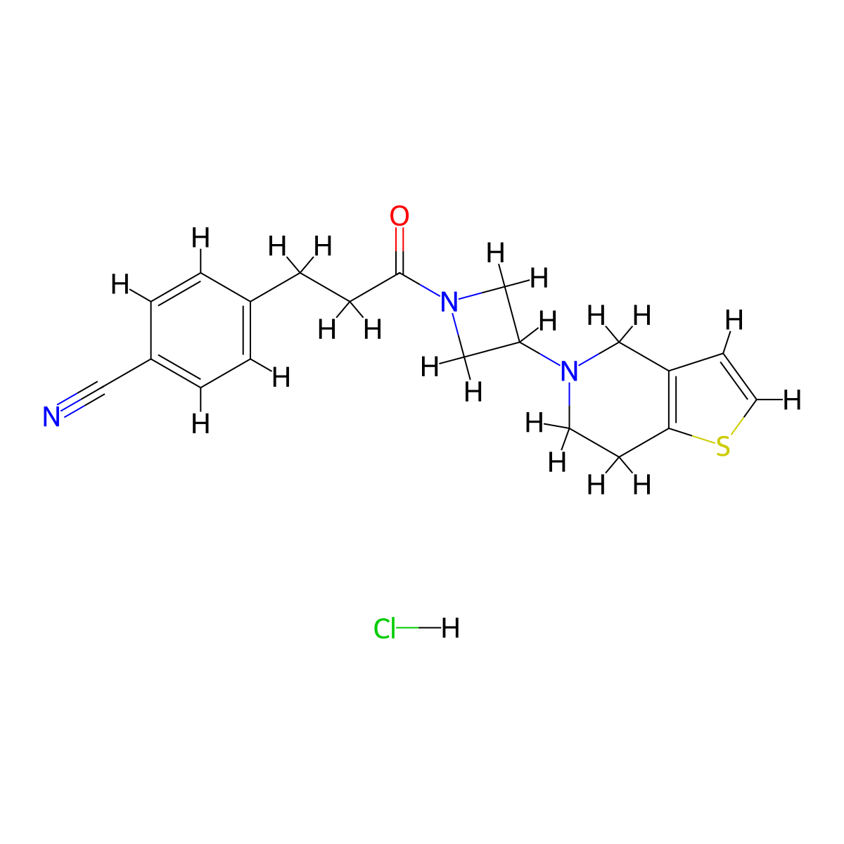 4-(3-(3-(6,7-dihydrothieno[3,2-c]pyridin-5(4H)-yl)azetidin-1-yl)-3-oxopropyl)benzonitrile hydrochloride molecular structure, CAS 2034360-98-8