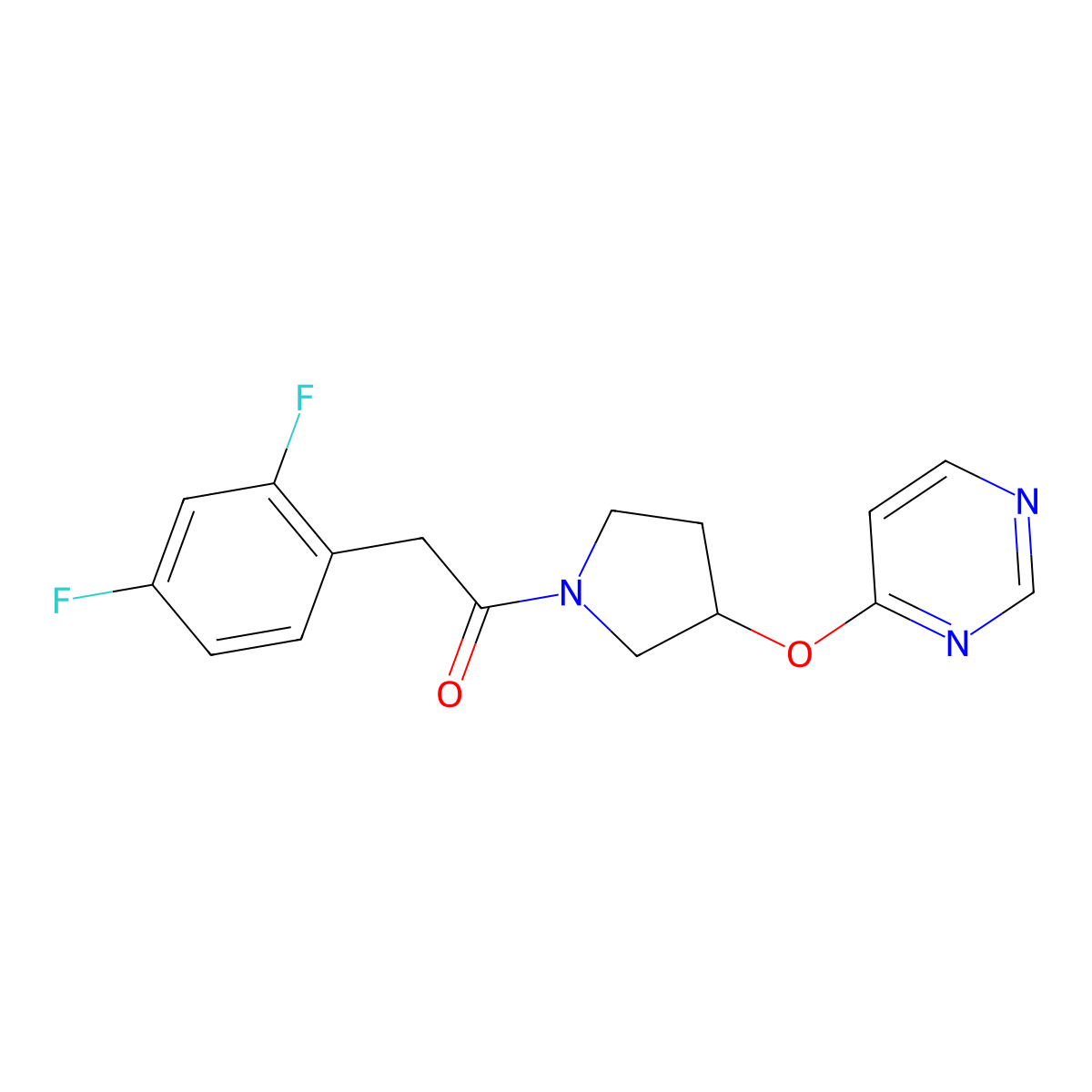 2-(2,4-Difluorophenyl)-1-(3-(pyrimidin-4-yloxy)pyrrolidin-1-yl)ethanone molecular structure, CAS 2034360-99-9
