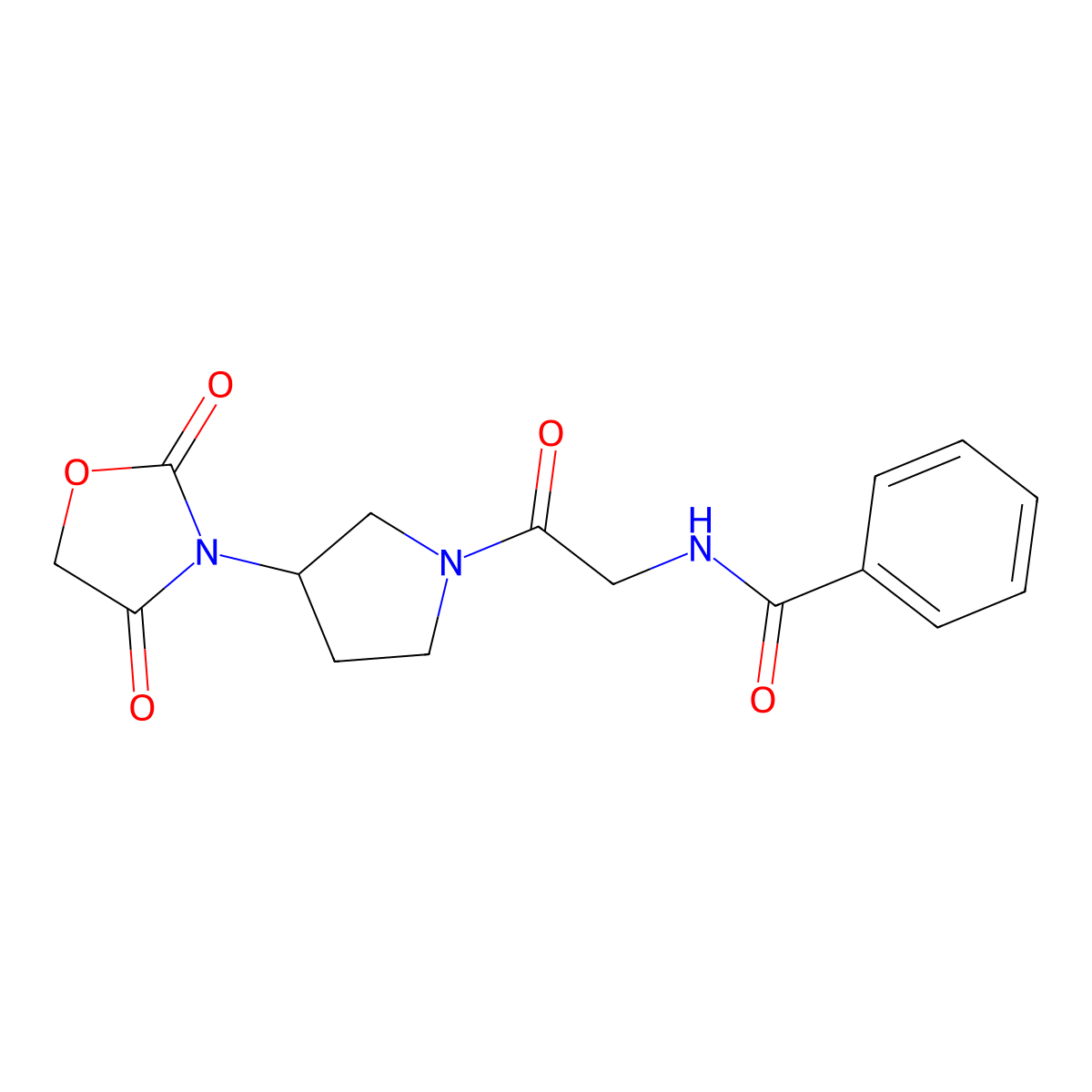N-(2-(3-(2,4-dioxooxazolidin-3-yl)pyrrolidin-1-yl)-2-oxoethyl)benzamide molecular structure, CAS 2034361-01-6